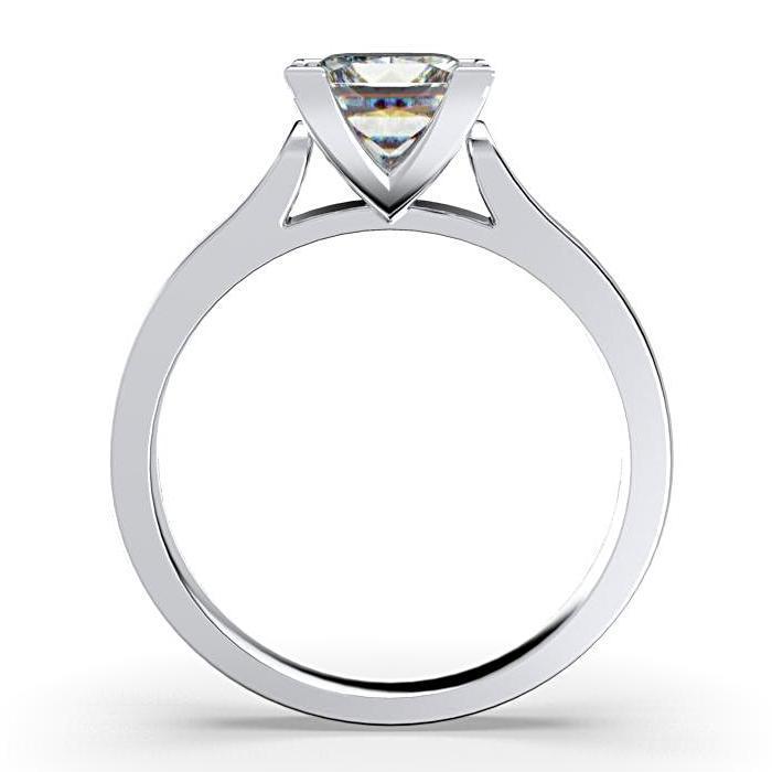 Princess Cut Solitaire Diamond Engagement Ring 18K White Gold Setting - Thenetjeweler