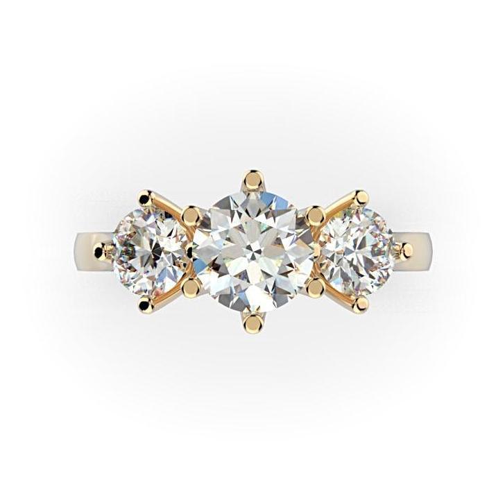 Three Stone Round Cut 0.40 carat Diamond Engagement Ring 18K White Gold - Thenetjeweler