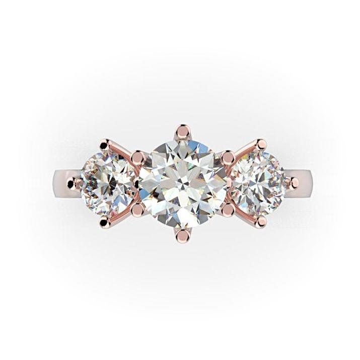 Three Stone Round Cut 0.40 carat Diamond Engagement Ring 18K White Gold - Thenetjeweler