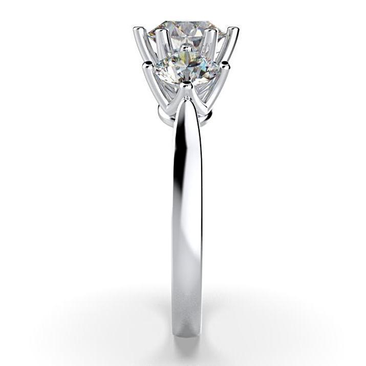 Three Stone Round Cut 0.40 carat Diamond Engagement Ring 18K White Gold - Thenetjeweler