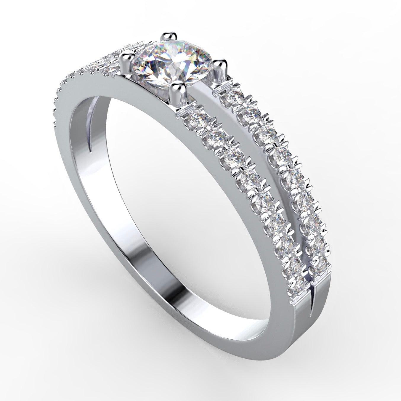 Round Diamond Split Shank Engagement Ring 18K Gold (0.36 ct. tw.) - Thenetjeweler