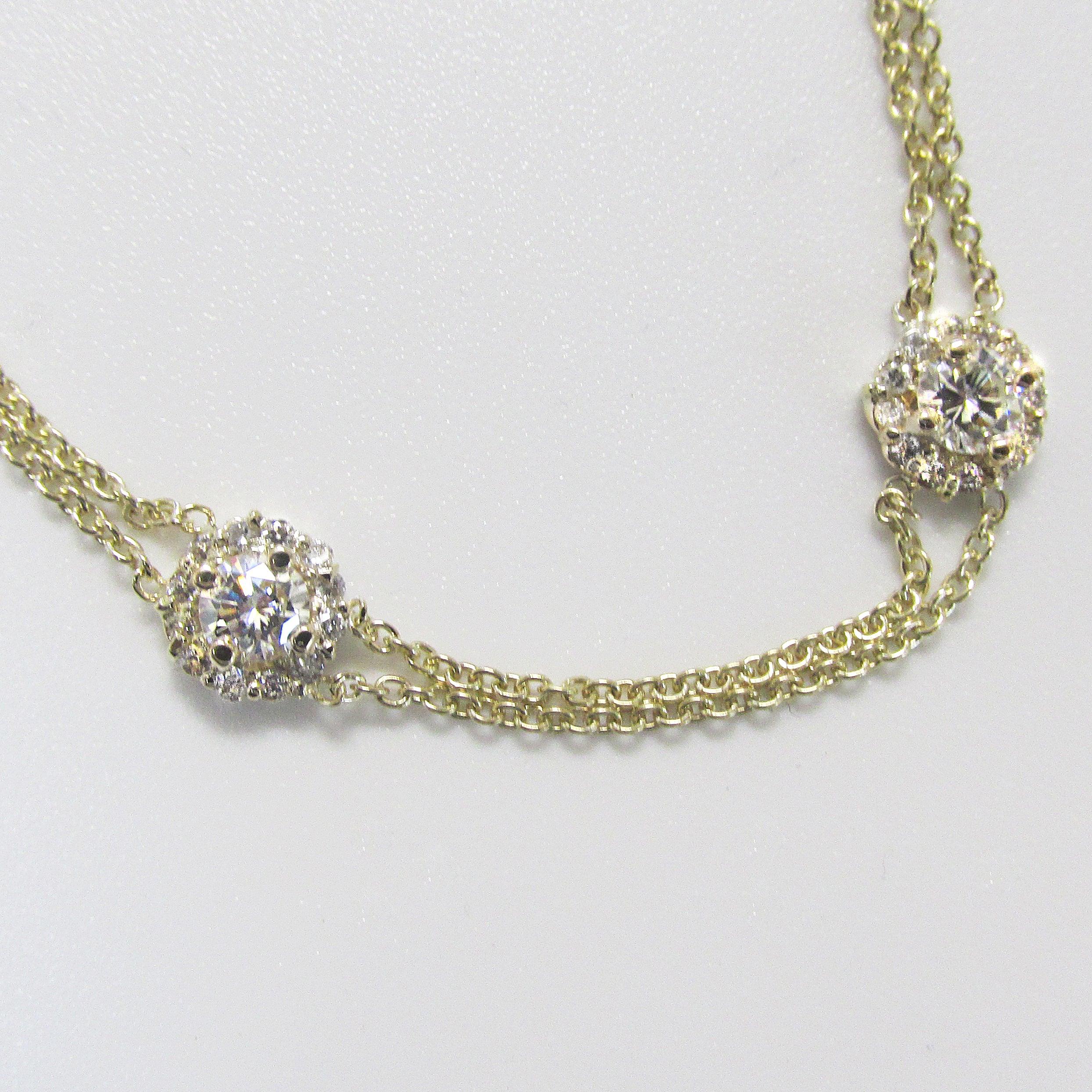 Diamond Halo Double Chain Bracelet - Thenetjeweler