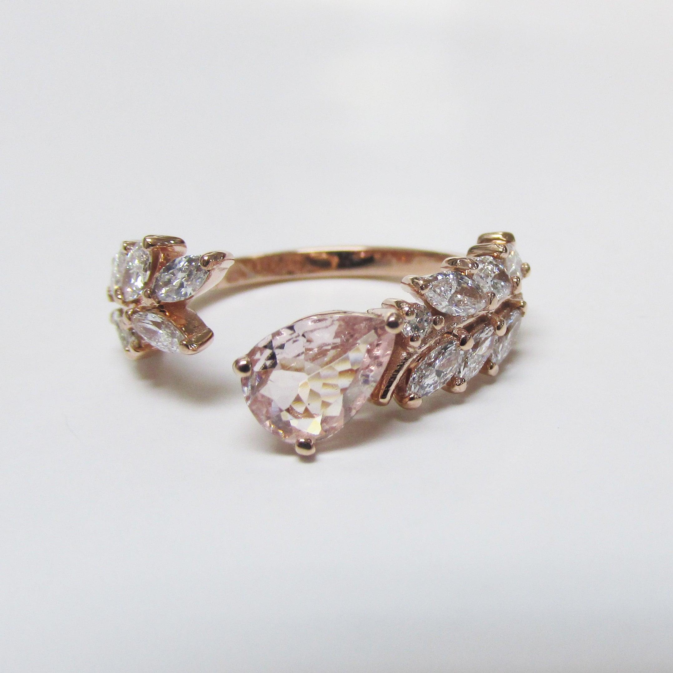 Sweeping Ivy Diamond Ring with Morganite - Thenetjeweler