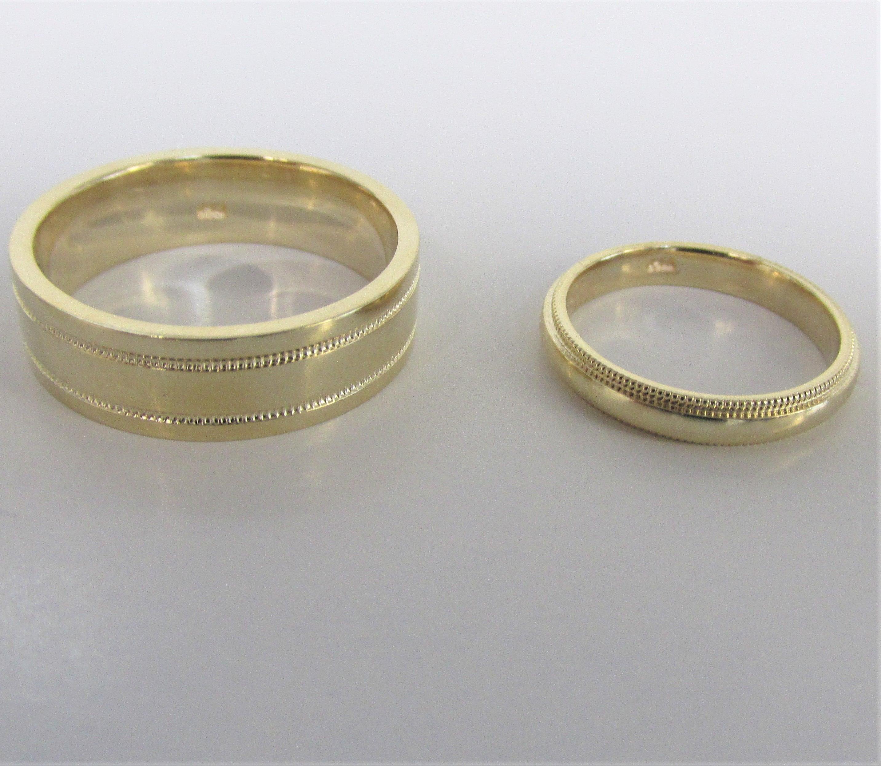 Matching Wedding Bands Set 14K Gold - Thenetjeweler