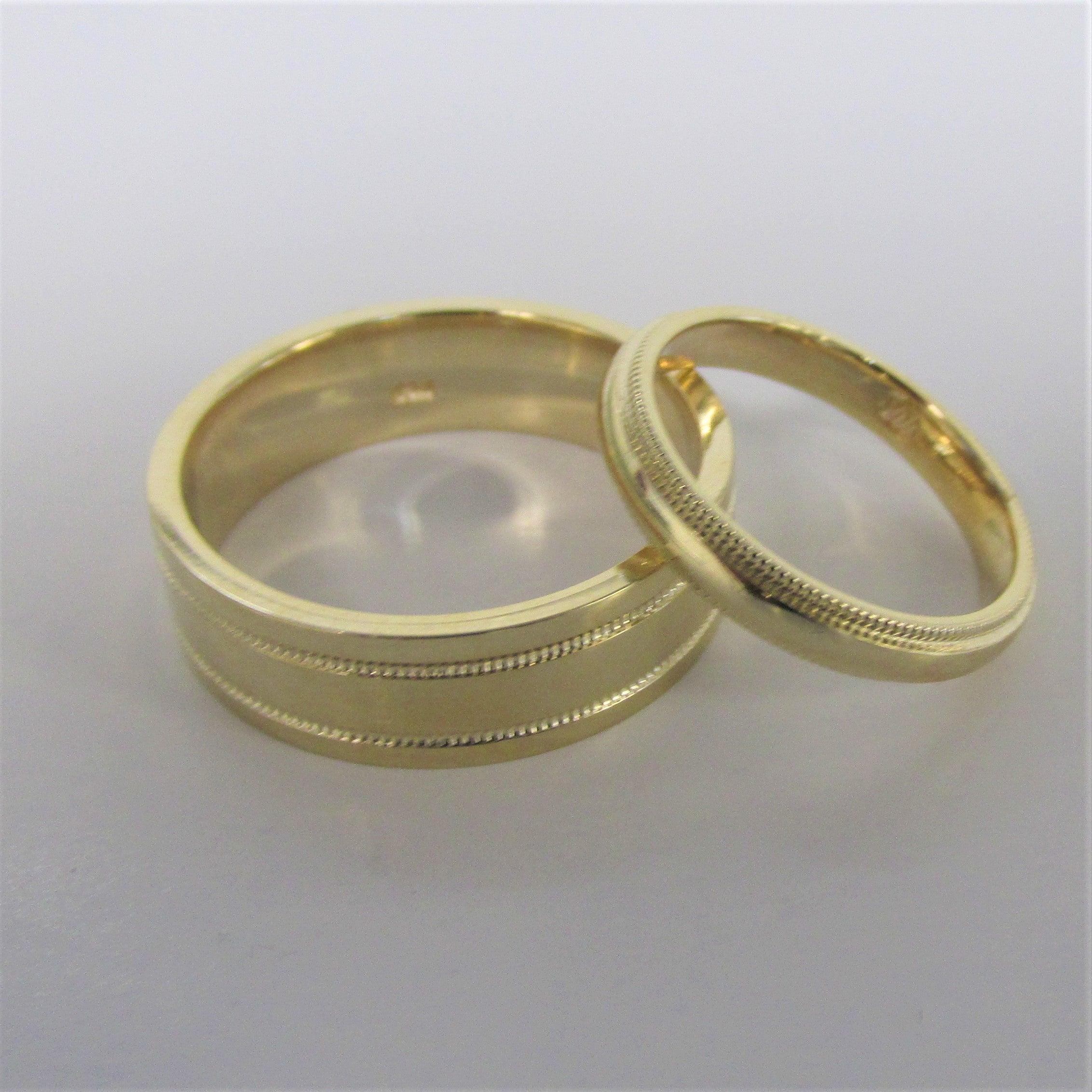 Matching Wedding Bands Set 14K Gold - Thenetjeweler