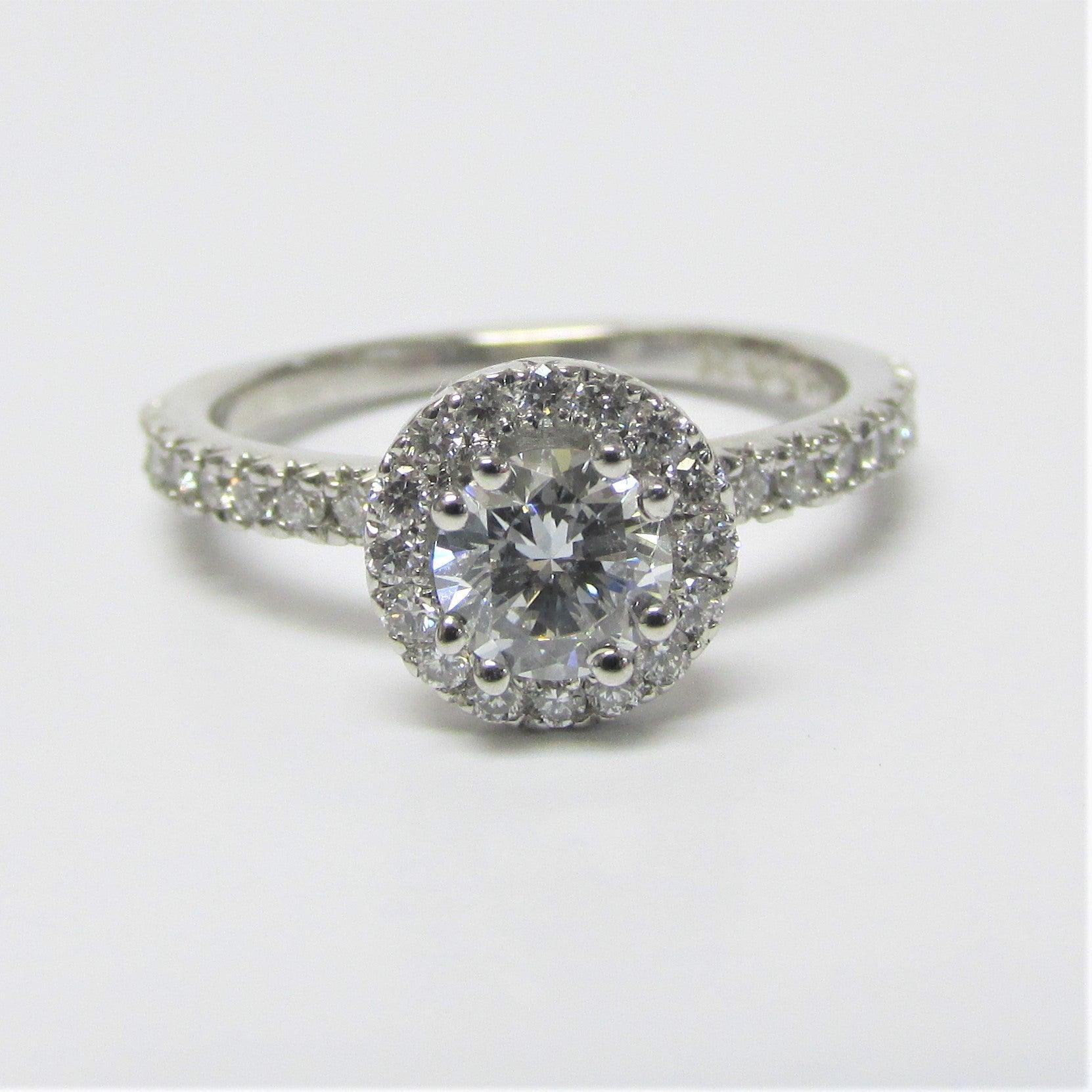 Round Lab Grown Diamond Halo Engagement Ring 0.76 ct - Thenetjeweler