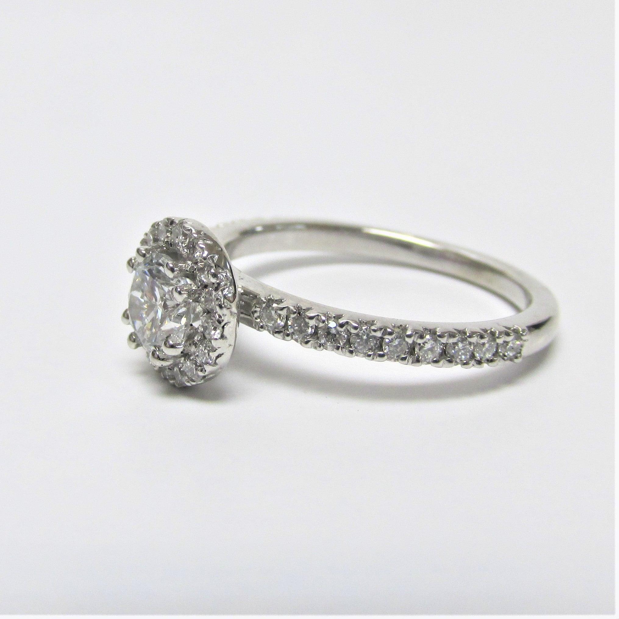 Round Lab Grown Diamond Halo Engagement Ring 0.76 ct - Thenetjeweler