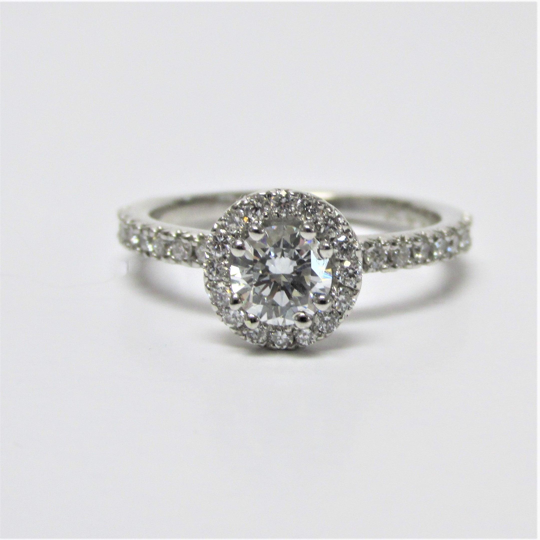Round Lab Grown Diamond Halo Engagement Ring 0.76 ct - Thenetjeweler