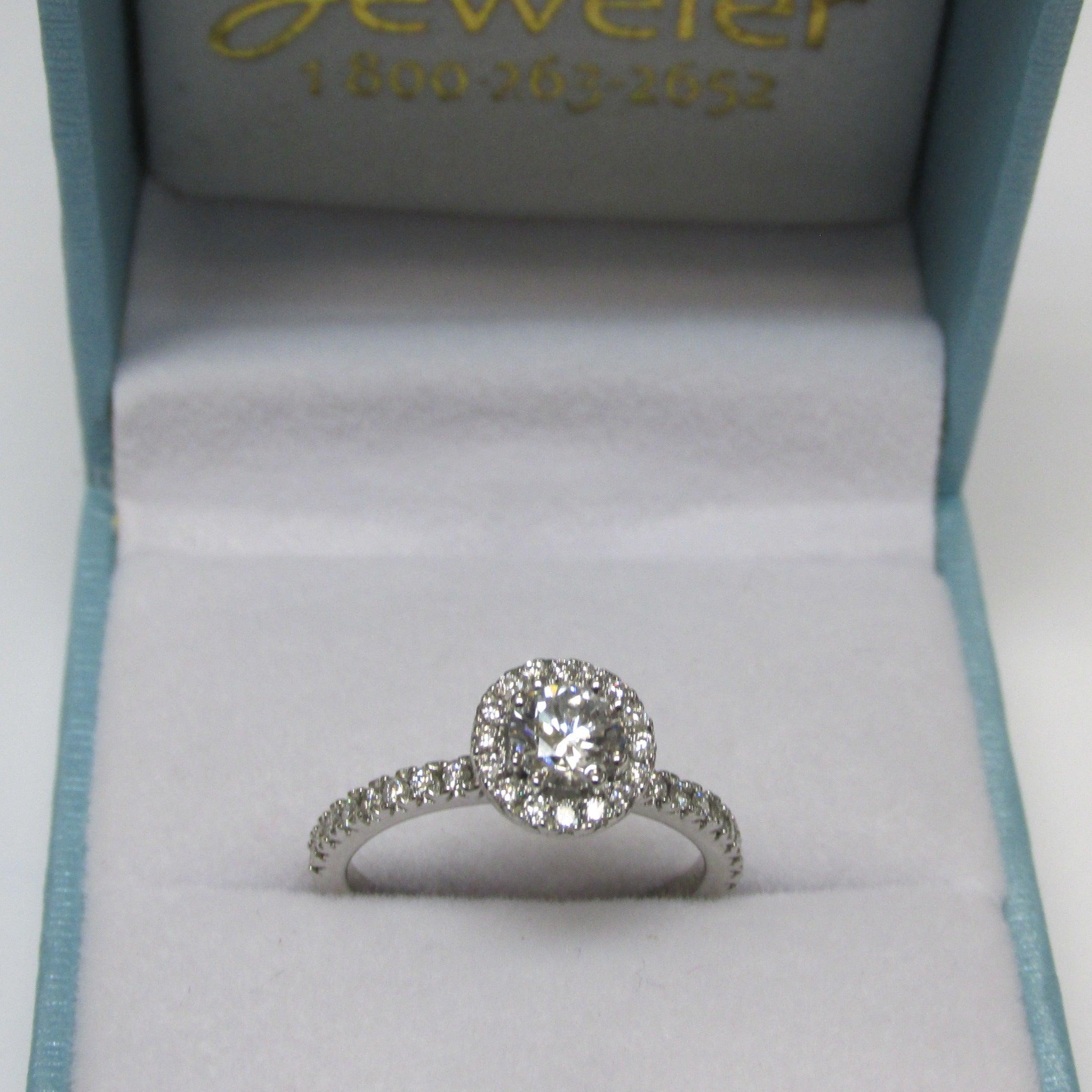 Round Lab Grown Diamond Halo Engagement Ring 0.76 ct - Thenetjeweler