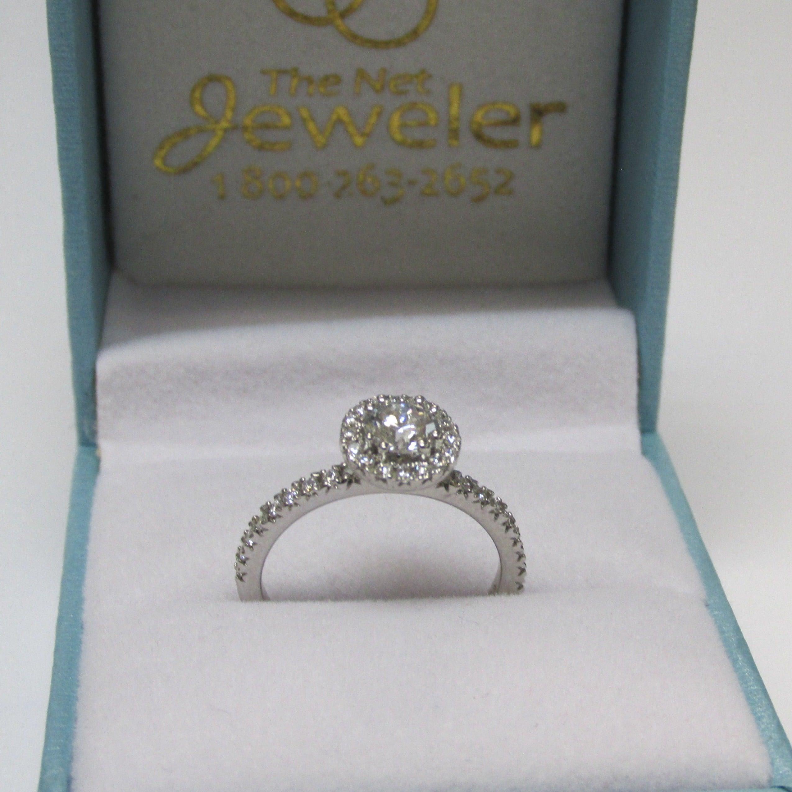 Round Lab Grown Diamond Halo Engagement Ring 0.76 ct - Thenetjeweler