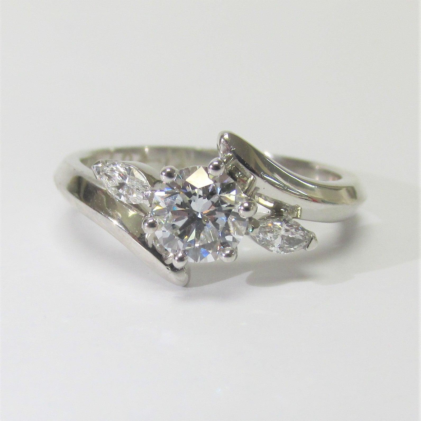 Round and Marquise Diamonds Ring 0.72 CT.TW - Thenetjeweler