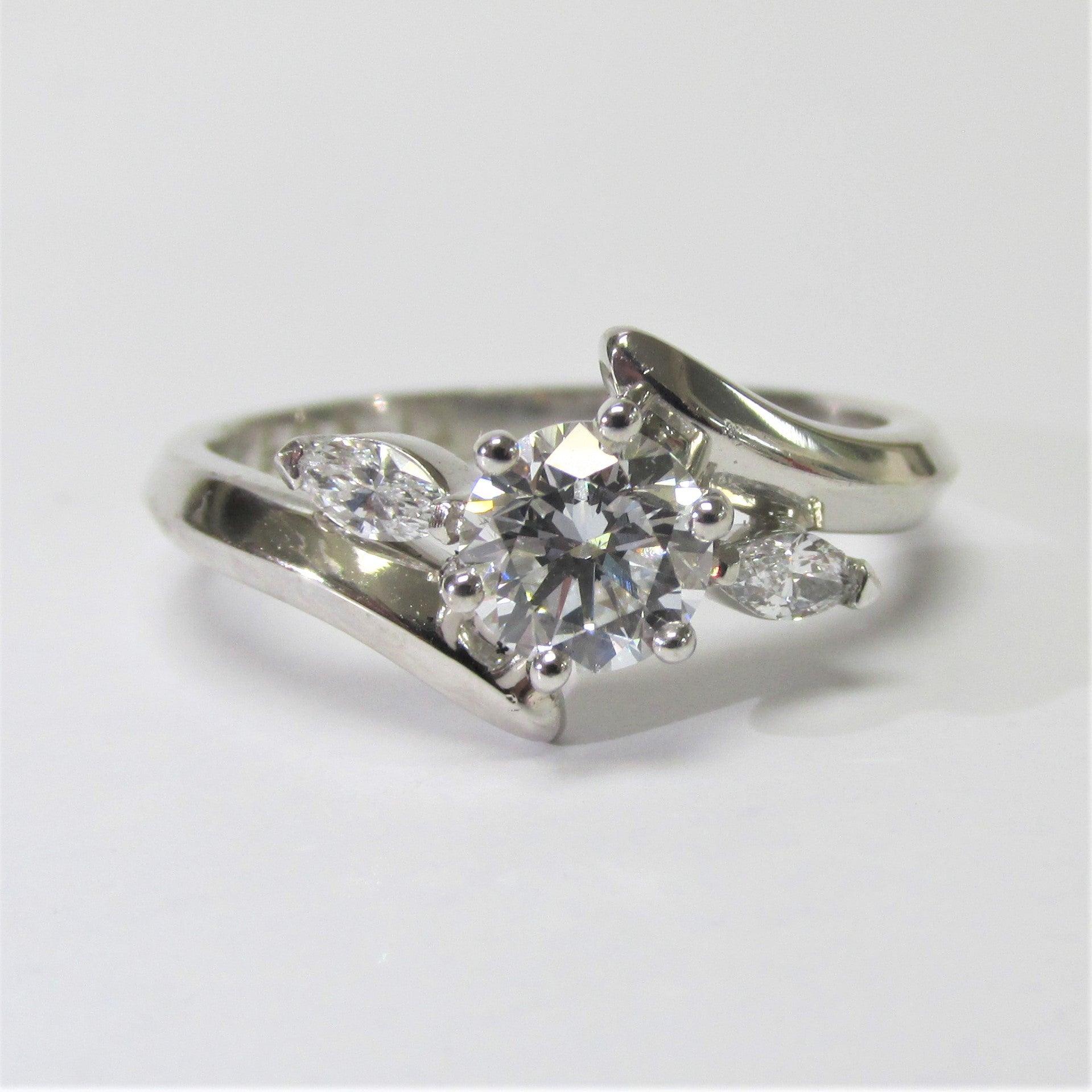 Round and Marquise Diamonds Ring 0.72 CT.TW - Thenetjeweler