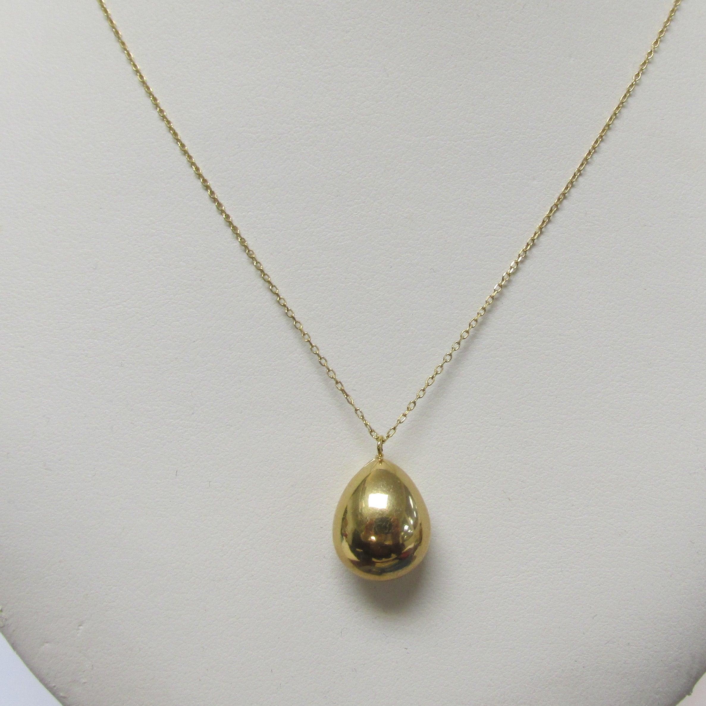 Puffed Drop Gold Pendant Necklace - Thenetjeweler