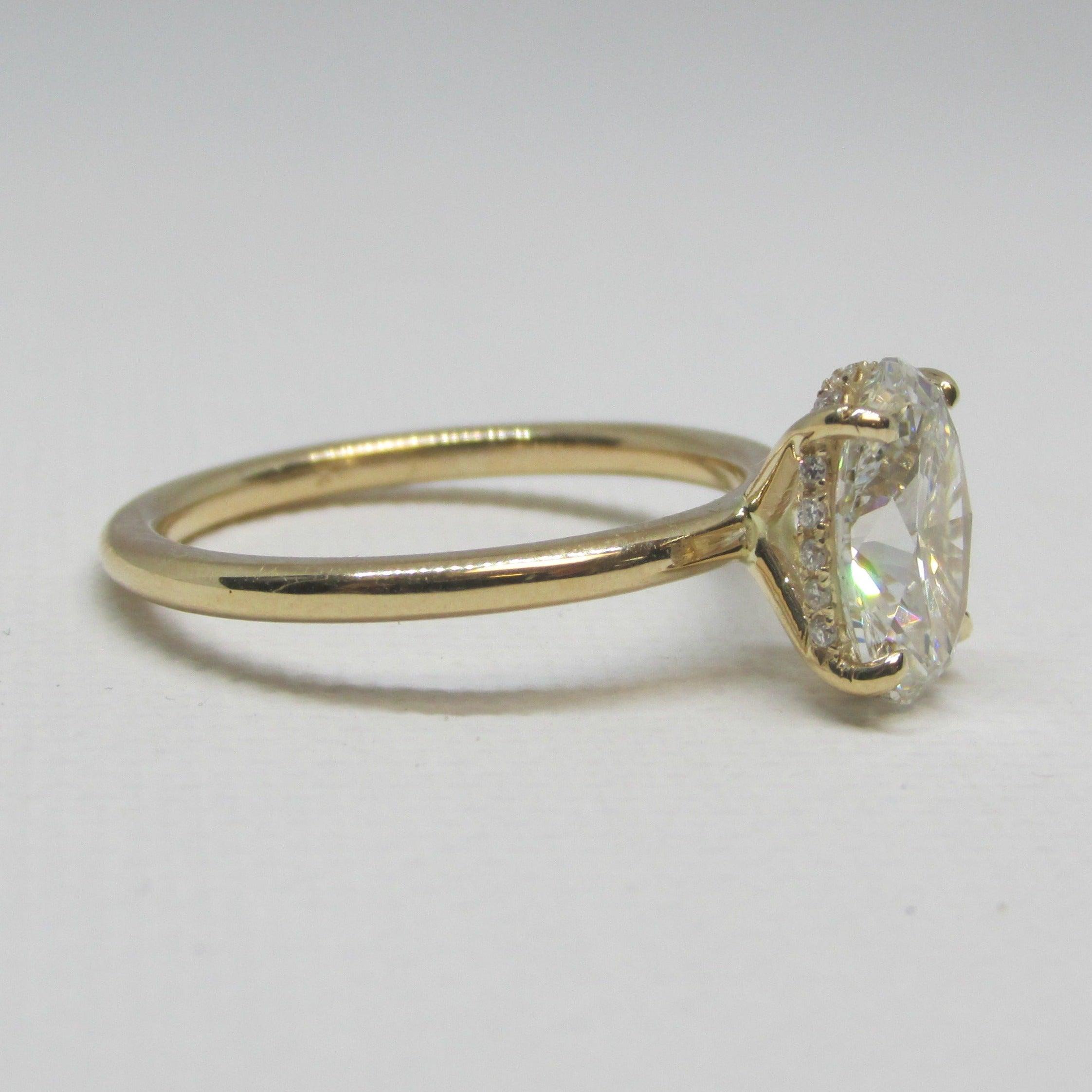 Oval Diamond 18k Yellow Gold Engagement Ring - Thenetjeweler