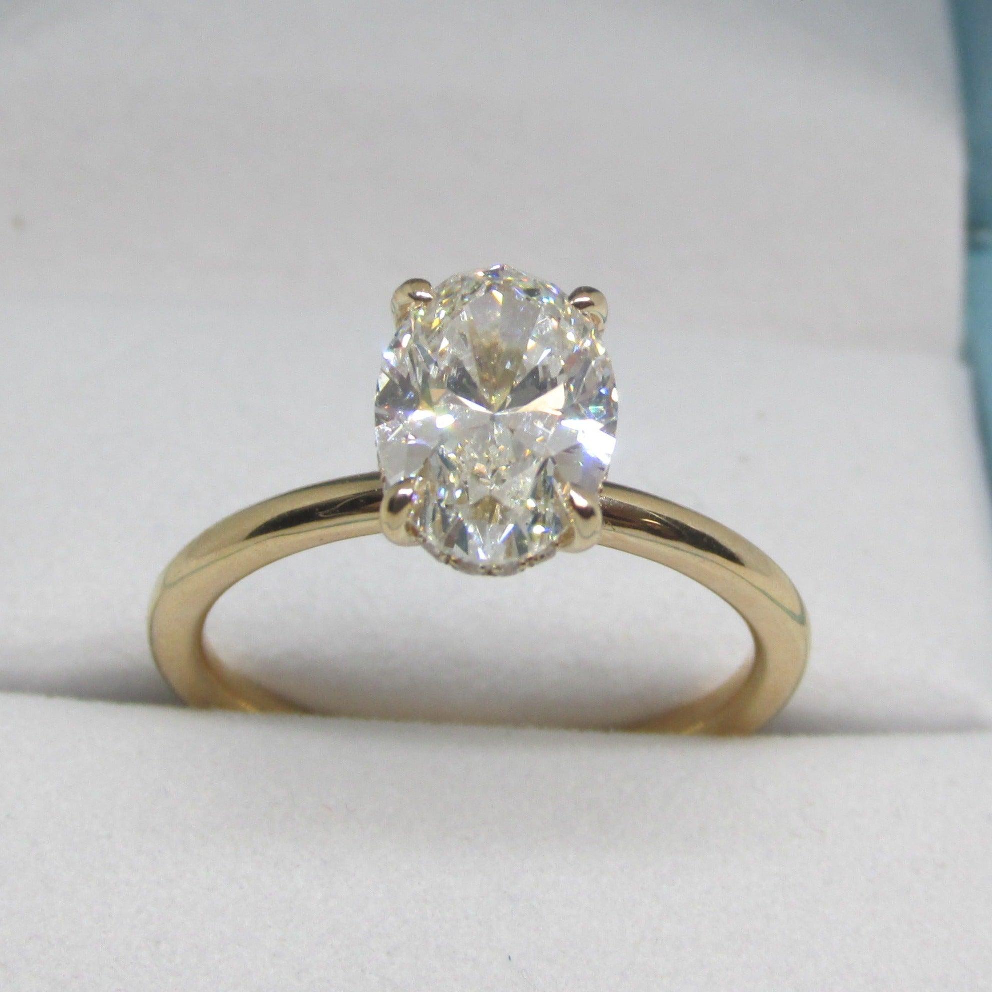 Oval Diamond 18k Yellow Gold Engagement Ring - Thenetjeweler