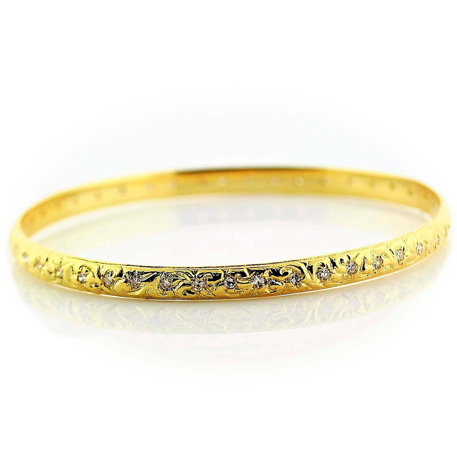 Diamond Moroccan style bangle bracelet - Thenetjeweler