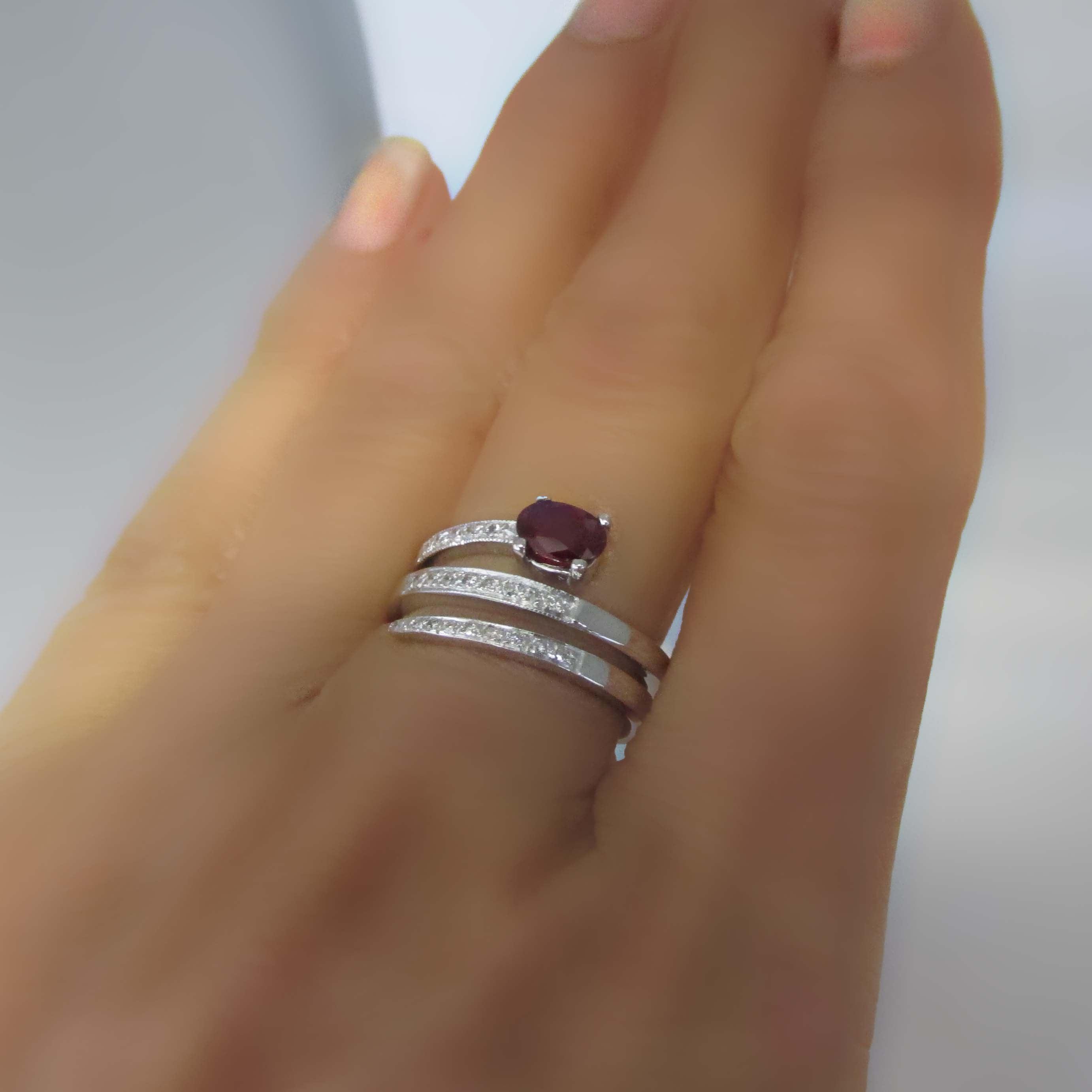 Ruby and Diamond Ring Band White Gold - Thenetjeweler