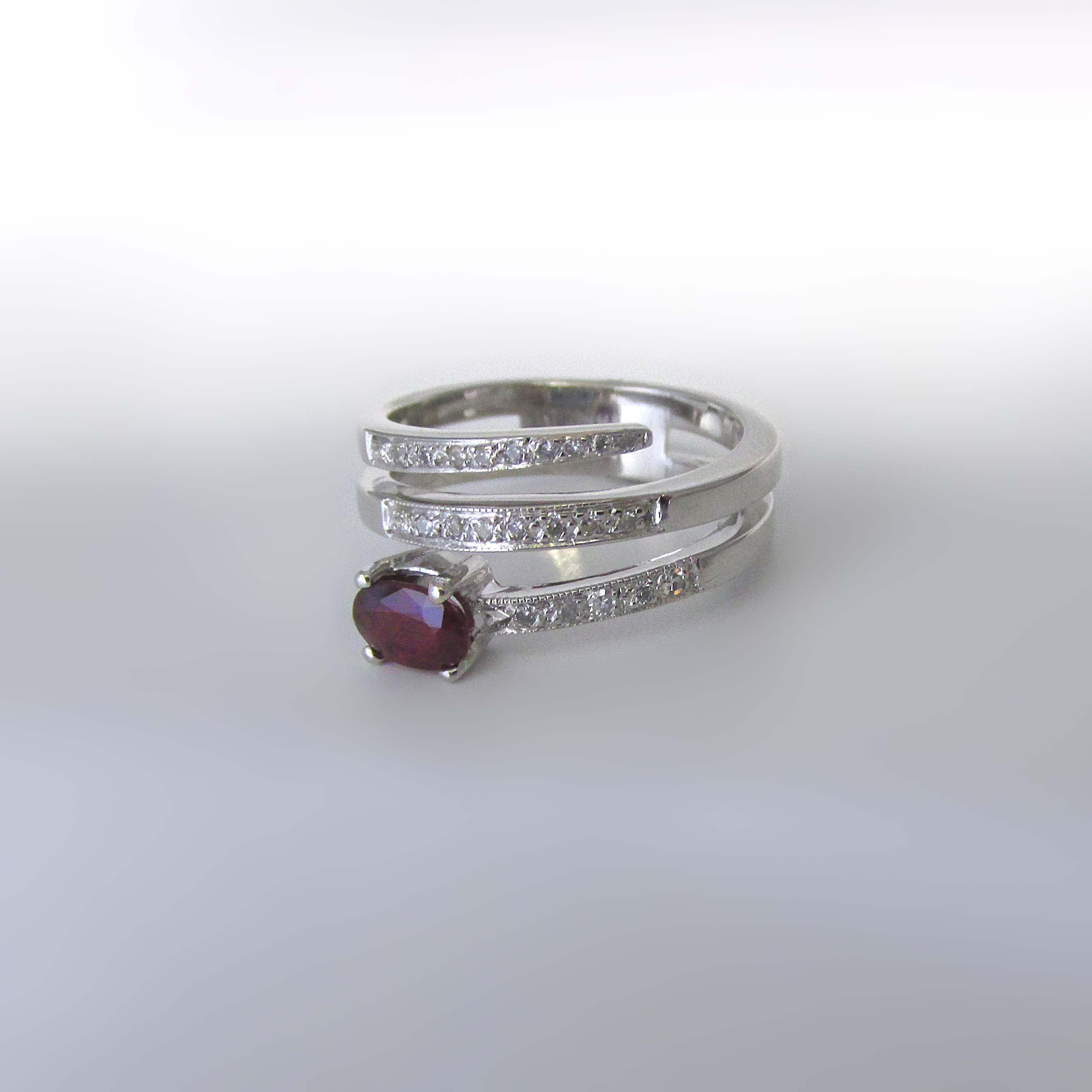 Ruby and Diamond Ring Band White Gold - Thenetjeweler
