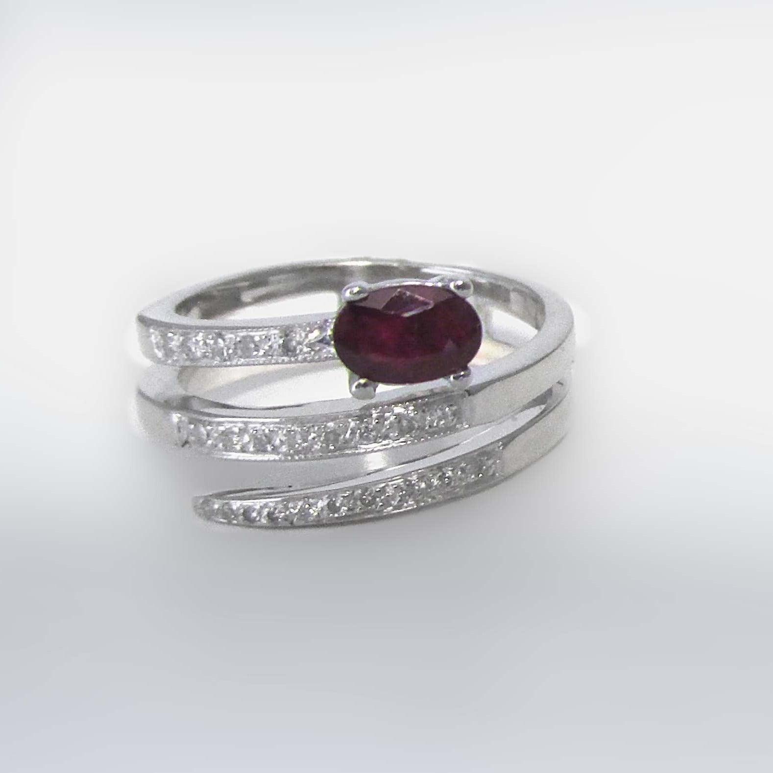 Ruby and Diamond Ring Band White Gold - Thenetjeweler