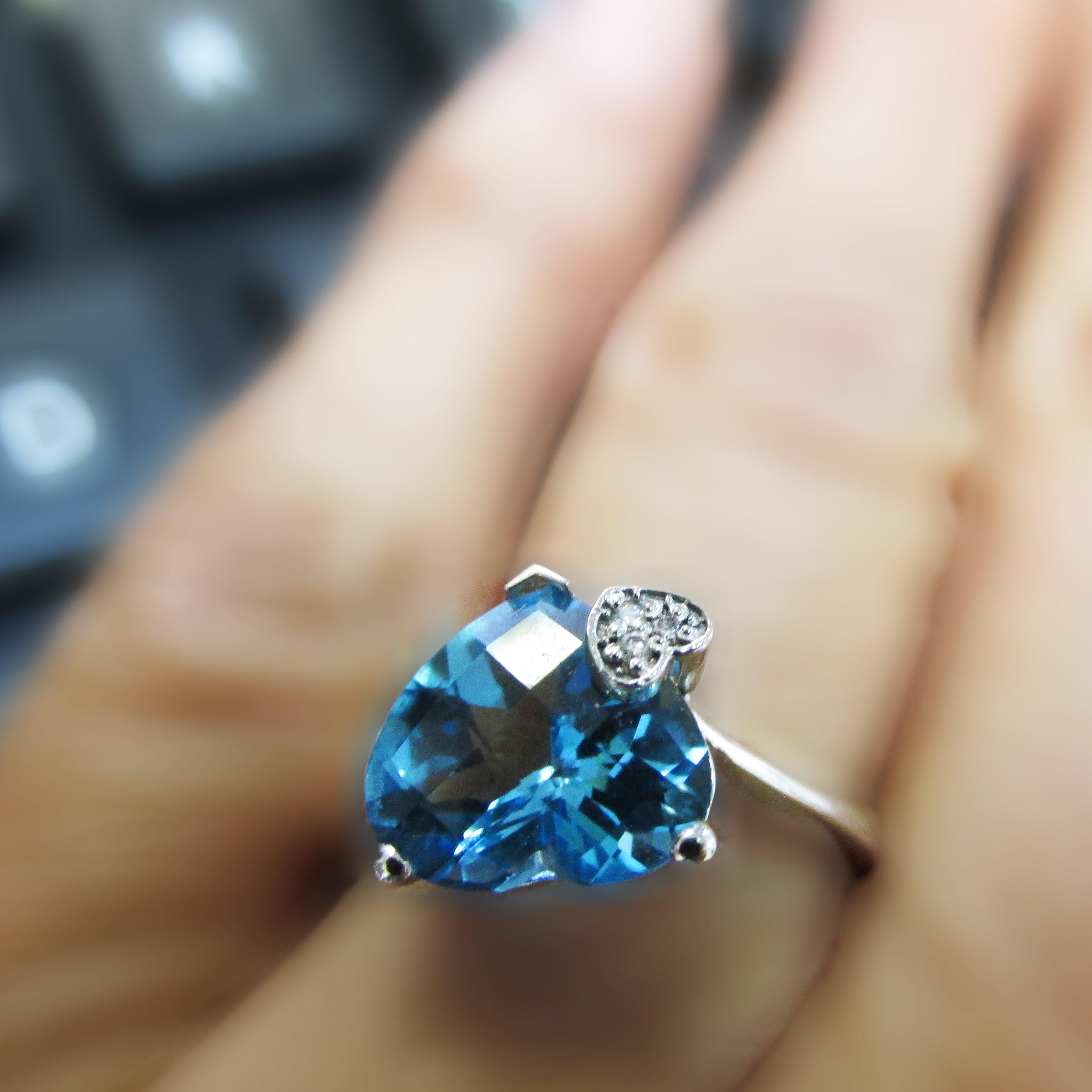 Heart Shaped Blue Topaz Ring - Thenetjeweler