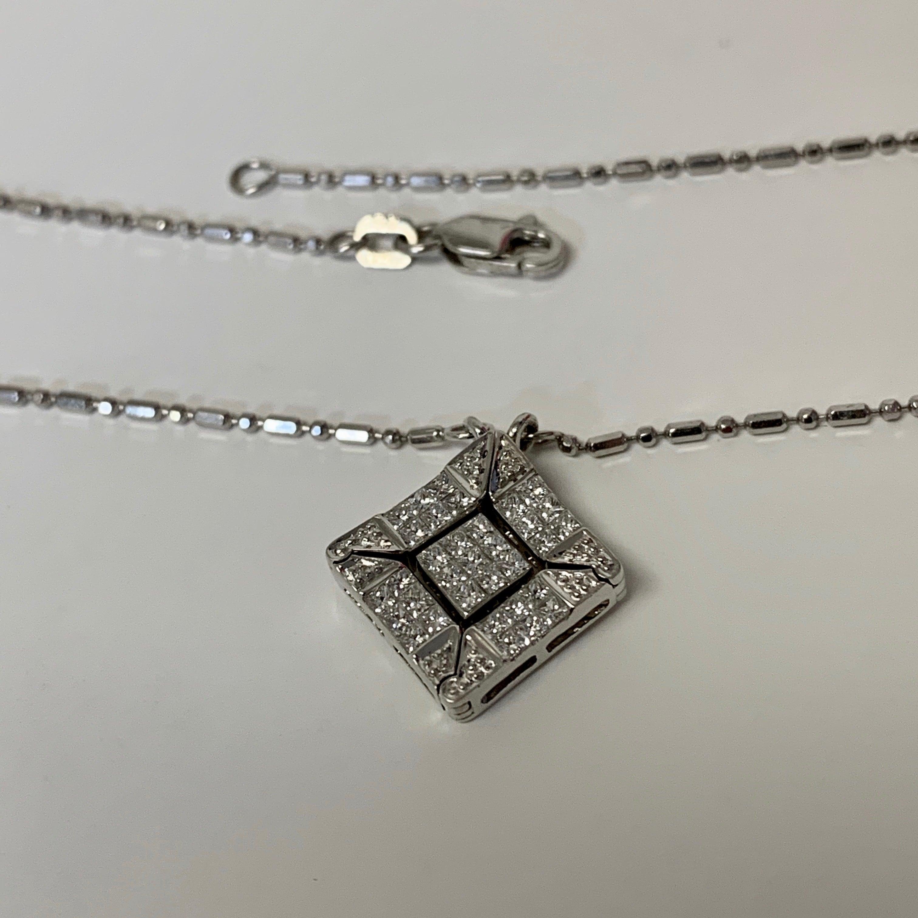 Convertible Pendant Necklace Magnetic 14k White Gold - Thenetjeweler