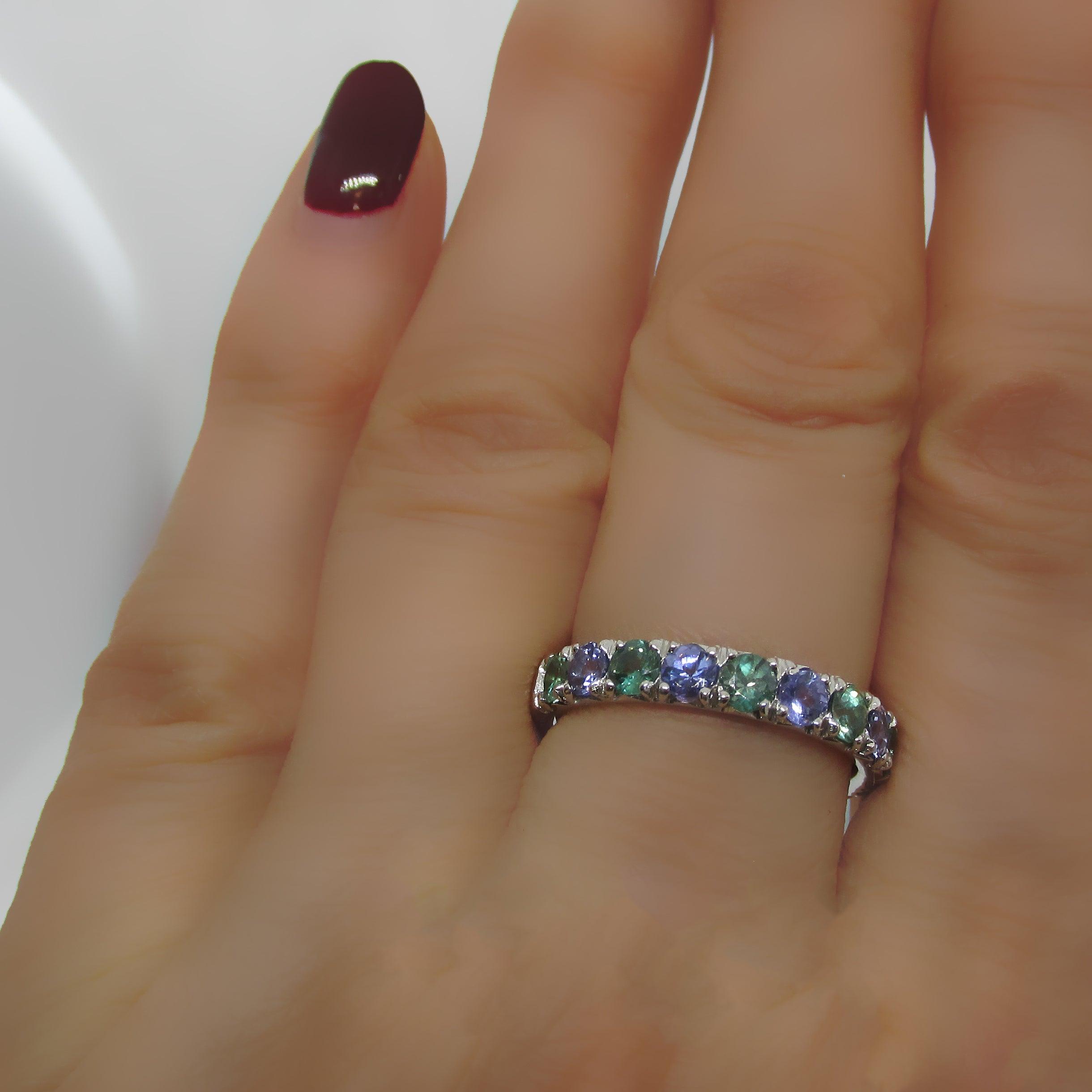 Half Eternity Alexandrite and Tanzanite Ring - Thenetjeweler