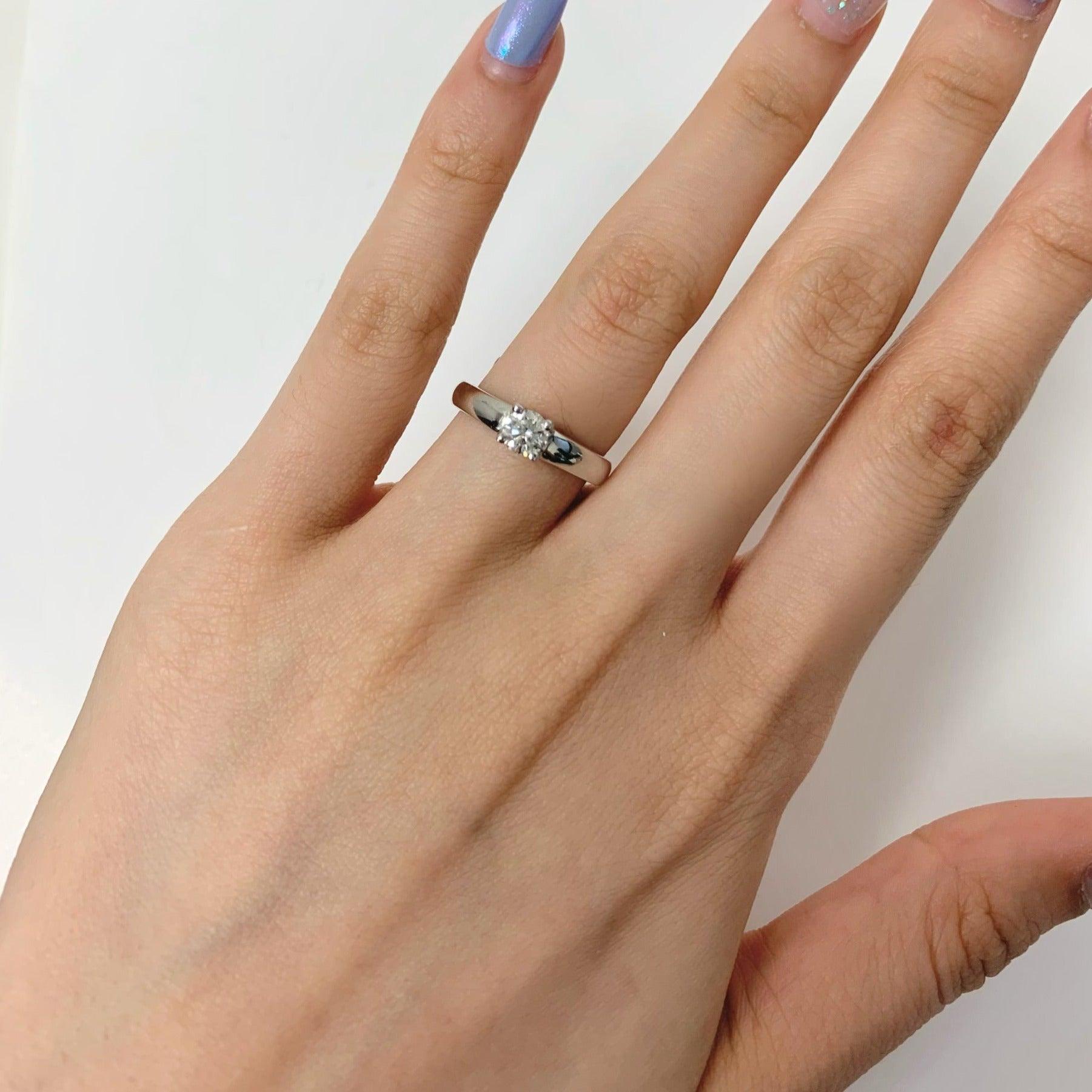 Solitaire Diamond Engagement Ring 14K White Gold - Thenetjeweler
