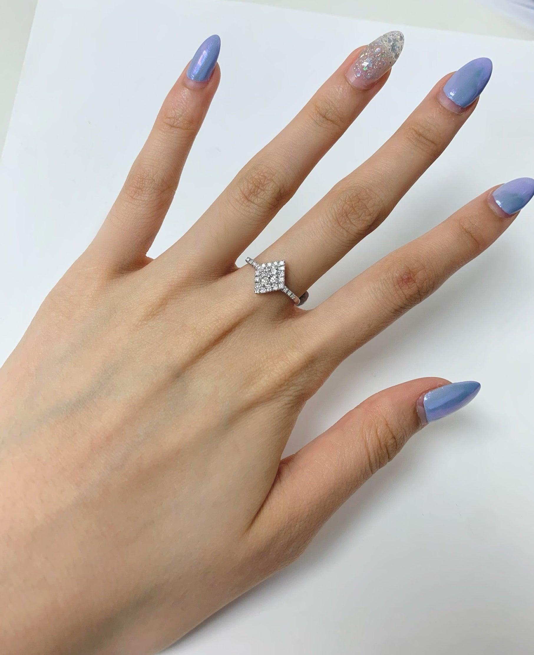 Rhombus engagement Ring Round Diamonds - Thenetjeweler
