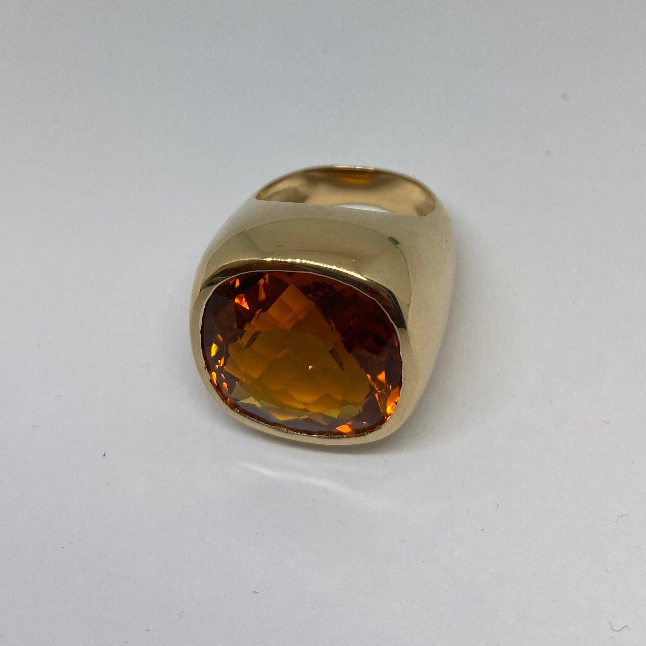 Men's Citrine Statement Yellow Gold Ring - Thenetjeweler