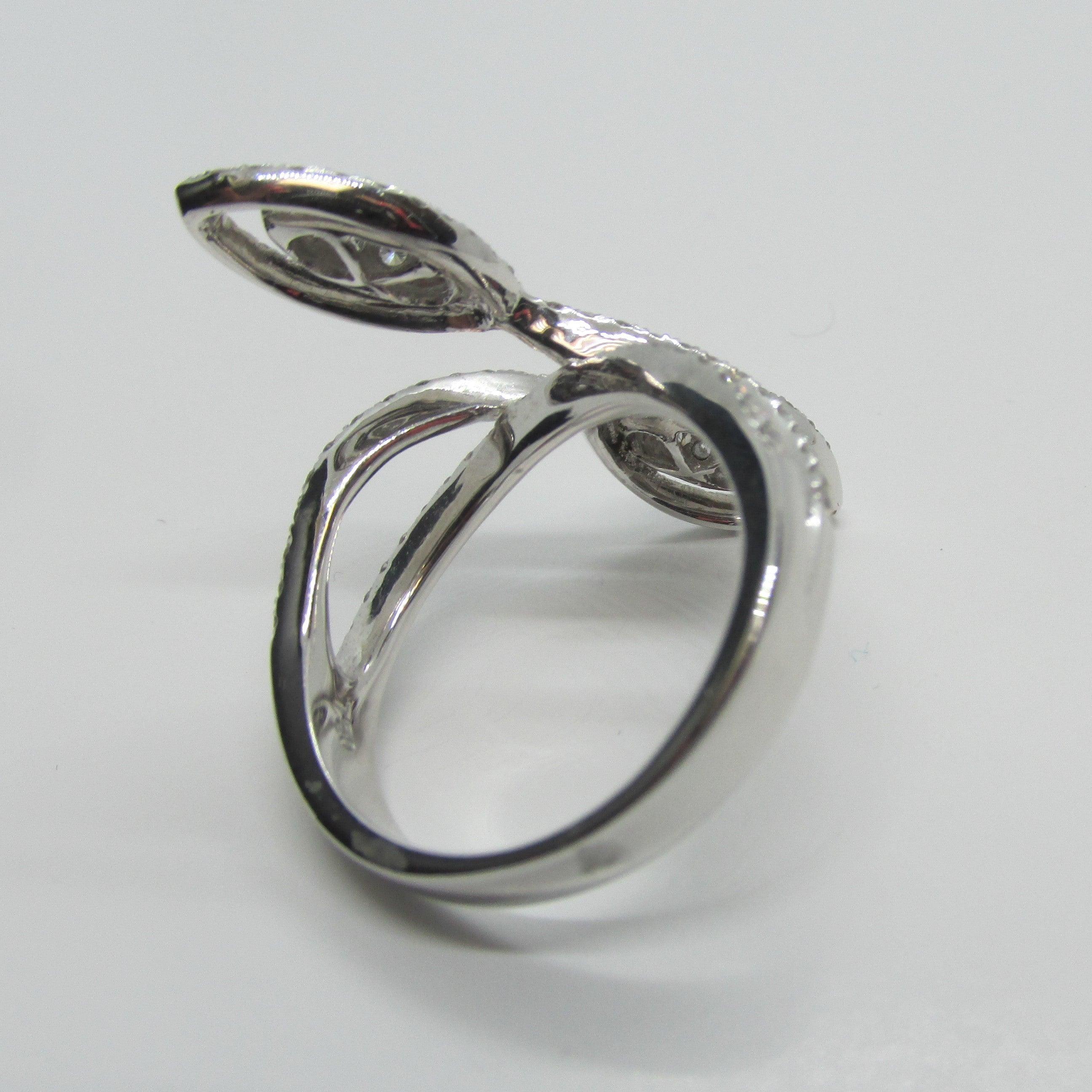 18K White Gold Leaf Diamond Ring - Thenetjeweler