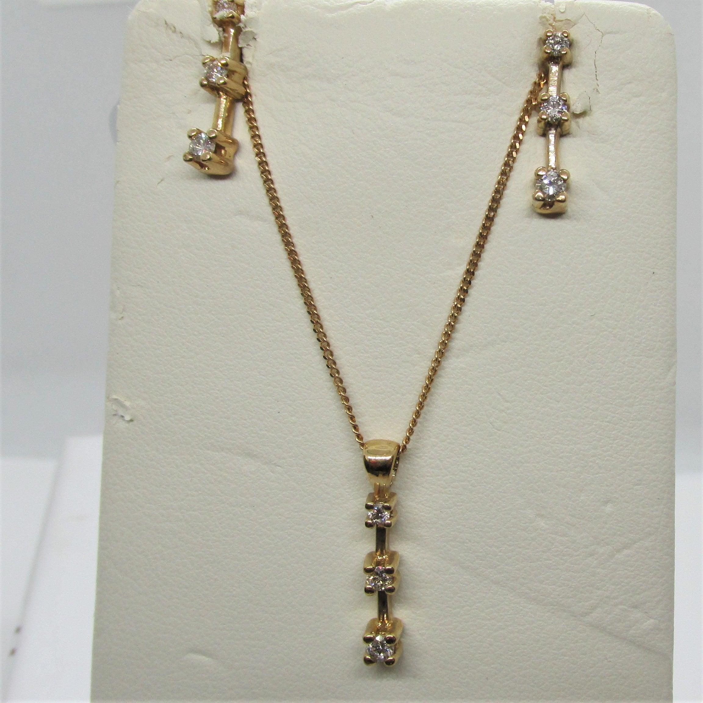 Three Stone Diamond Journey Pendant in Yellow Gold - Thenetjeweler