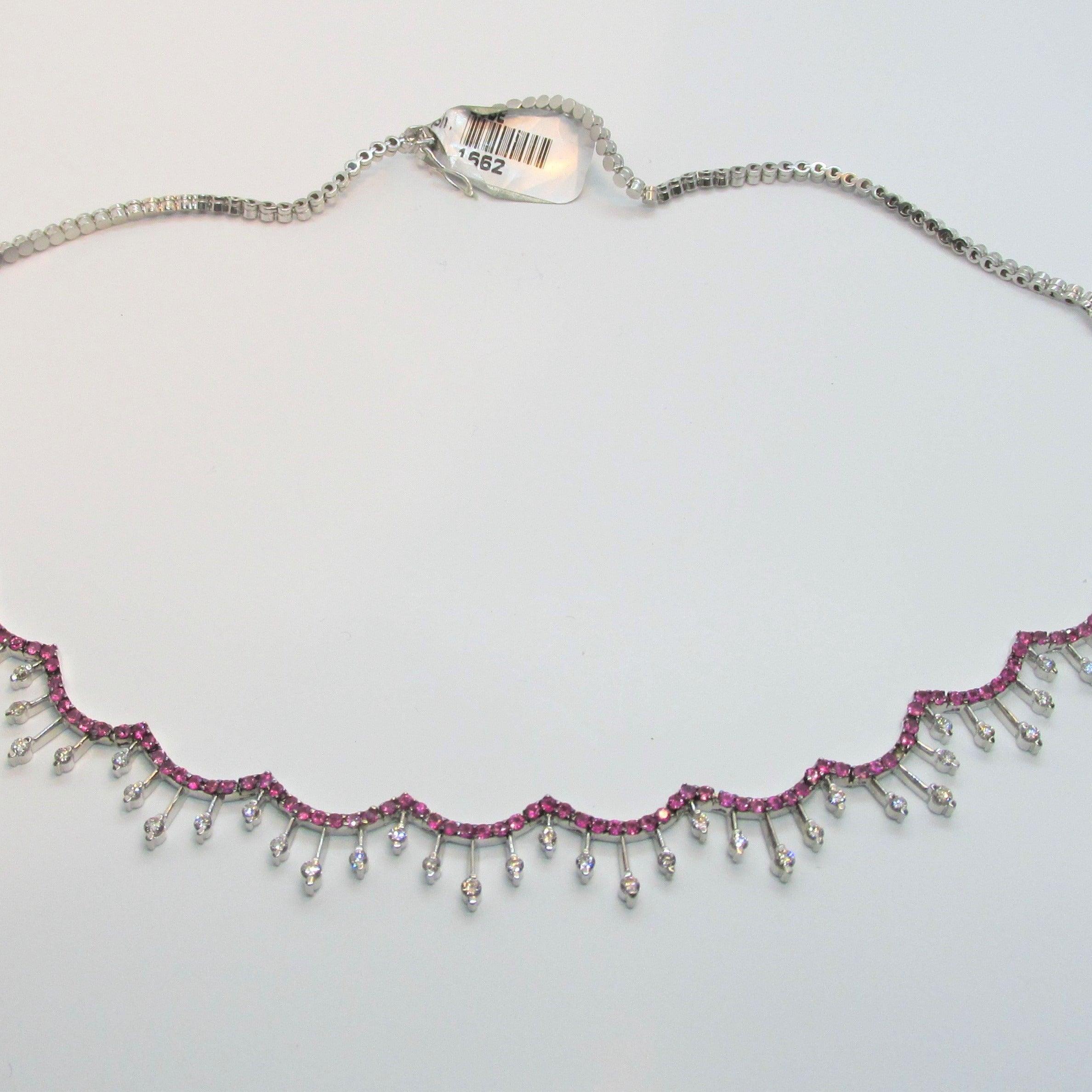 Diamond and Pink Sapphire Necklace - Thenetjeweler