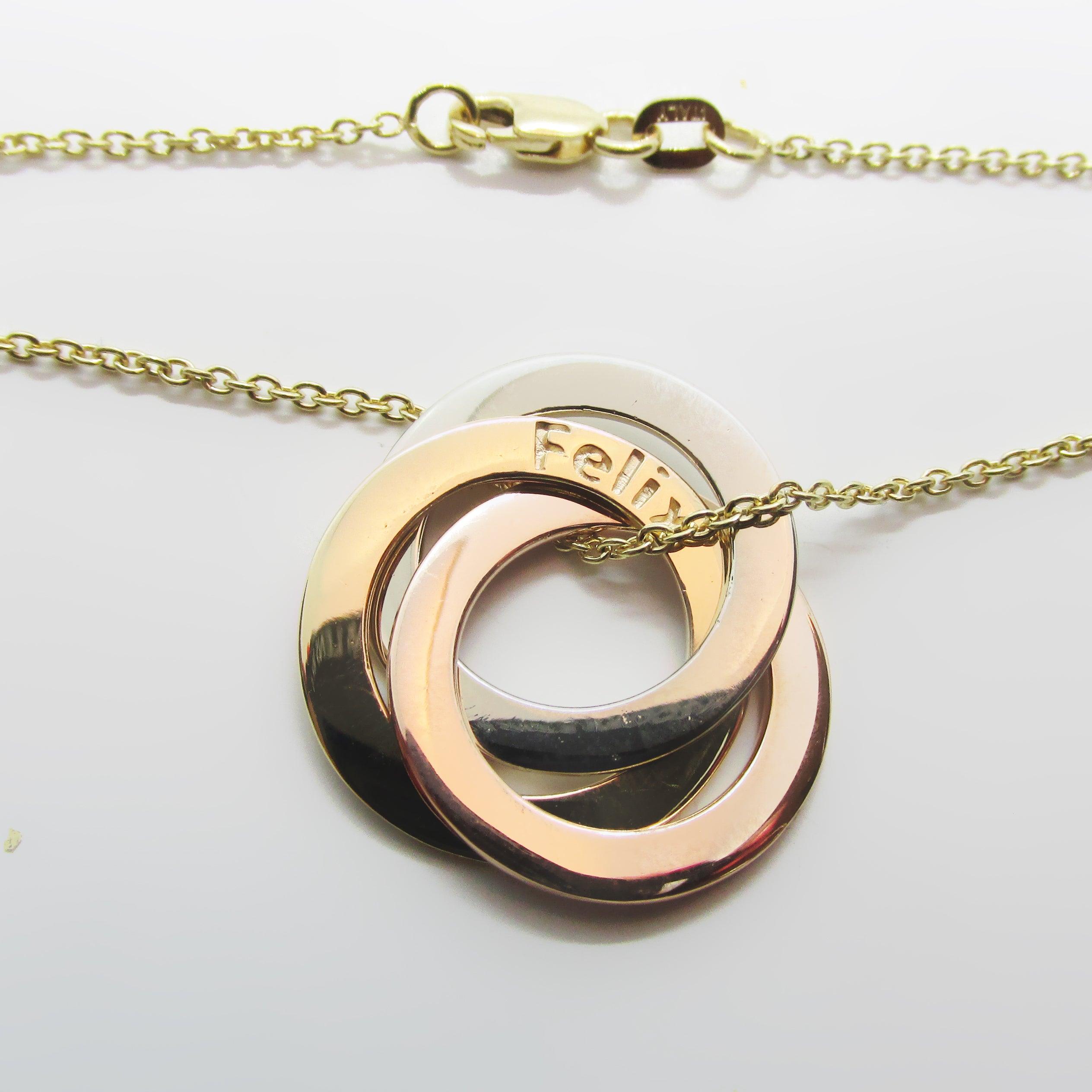 Interlocking Necklace Russian Rings 14K Gold - Thenetjeweler