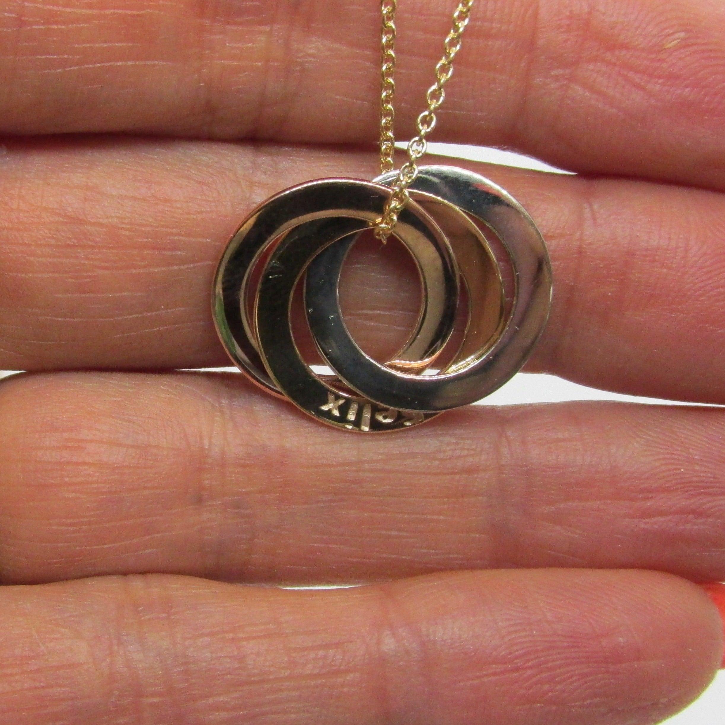 Interlocking Necklace Russian Rings 14K Gold - Thenetjeweler