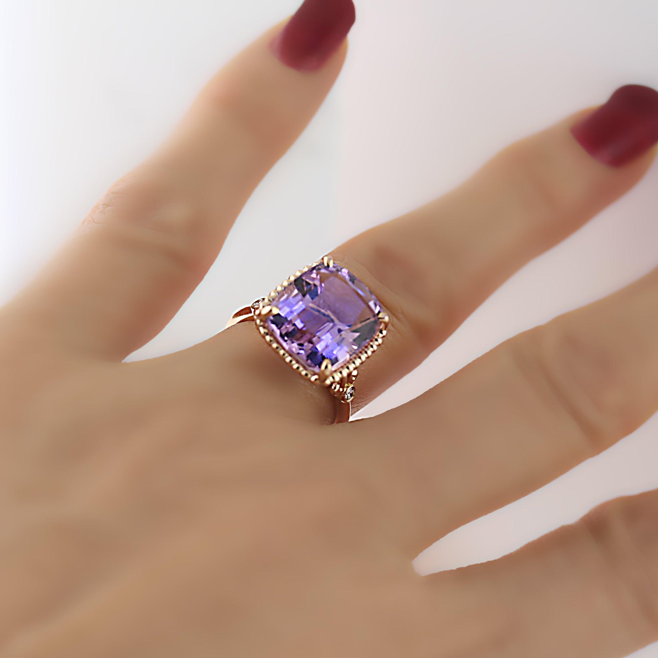 Tiffany Sparklers Amethyst Cocktail Ring 18K Rose Gold - Thenetjeweler