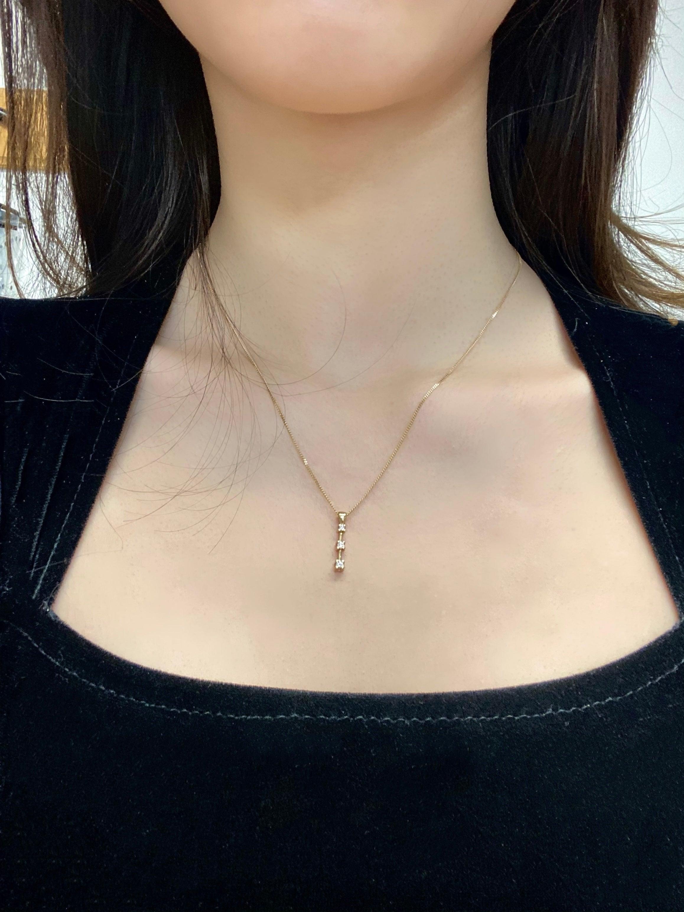 Three Stone Diamond Journey Pendant in Yellow Gold - Thenetjeweler