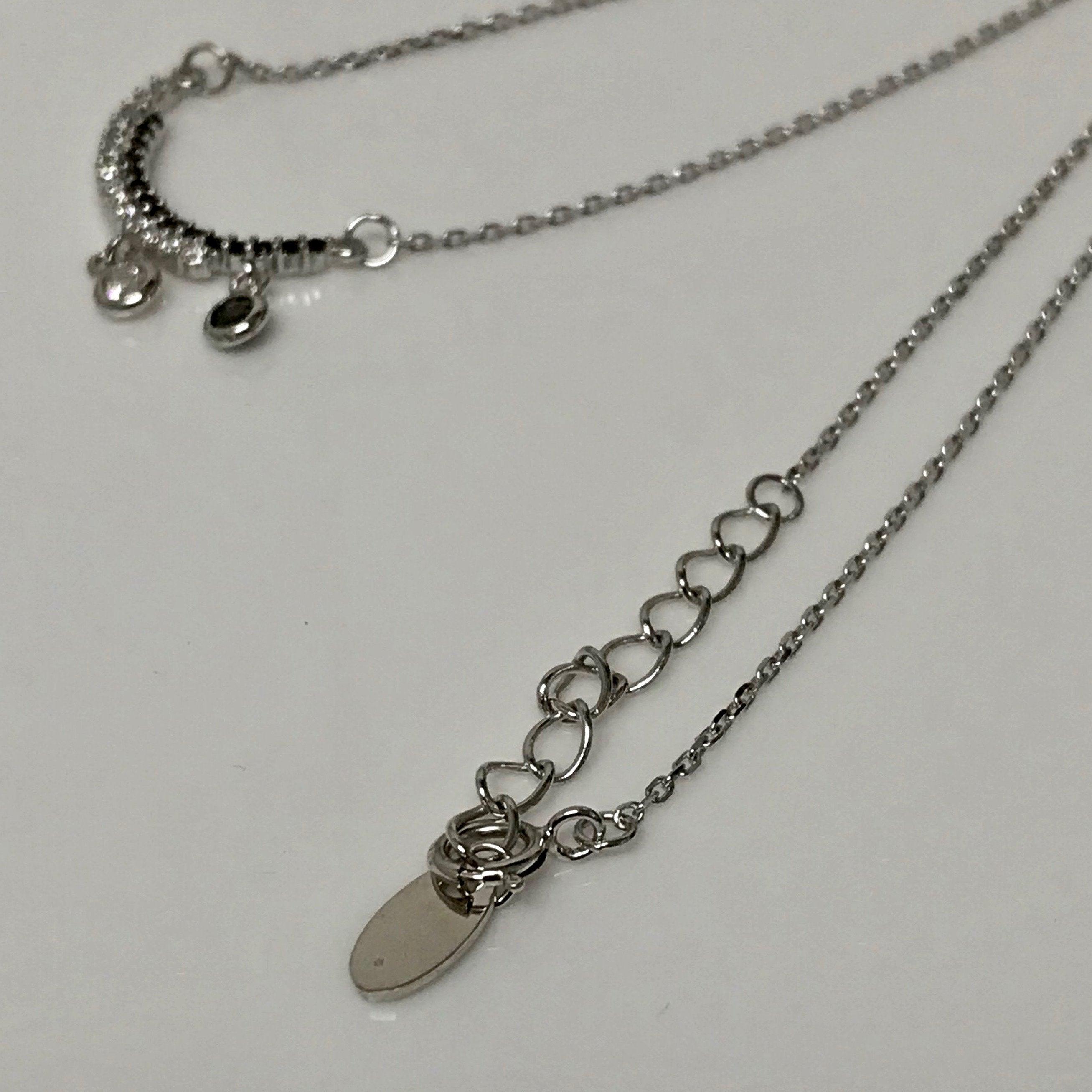 Sterling Silver Cubic Zirconia Black and White Pendant Necklace - Thenetjeweler