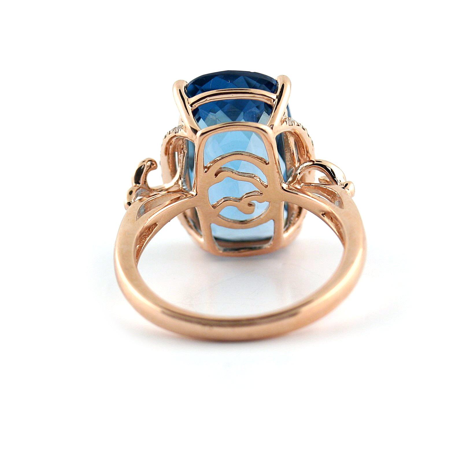 London Blue Topaz and Diamond Ring - Thenetjeweler