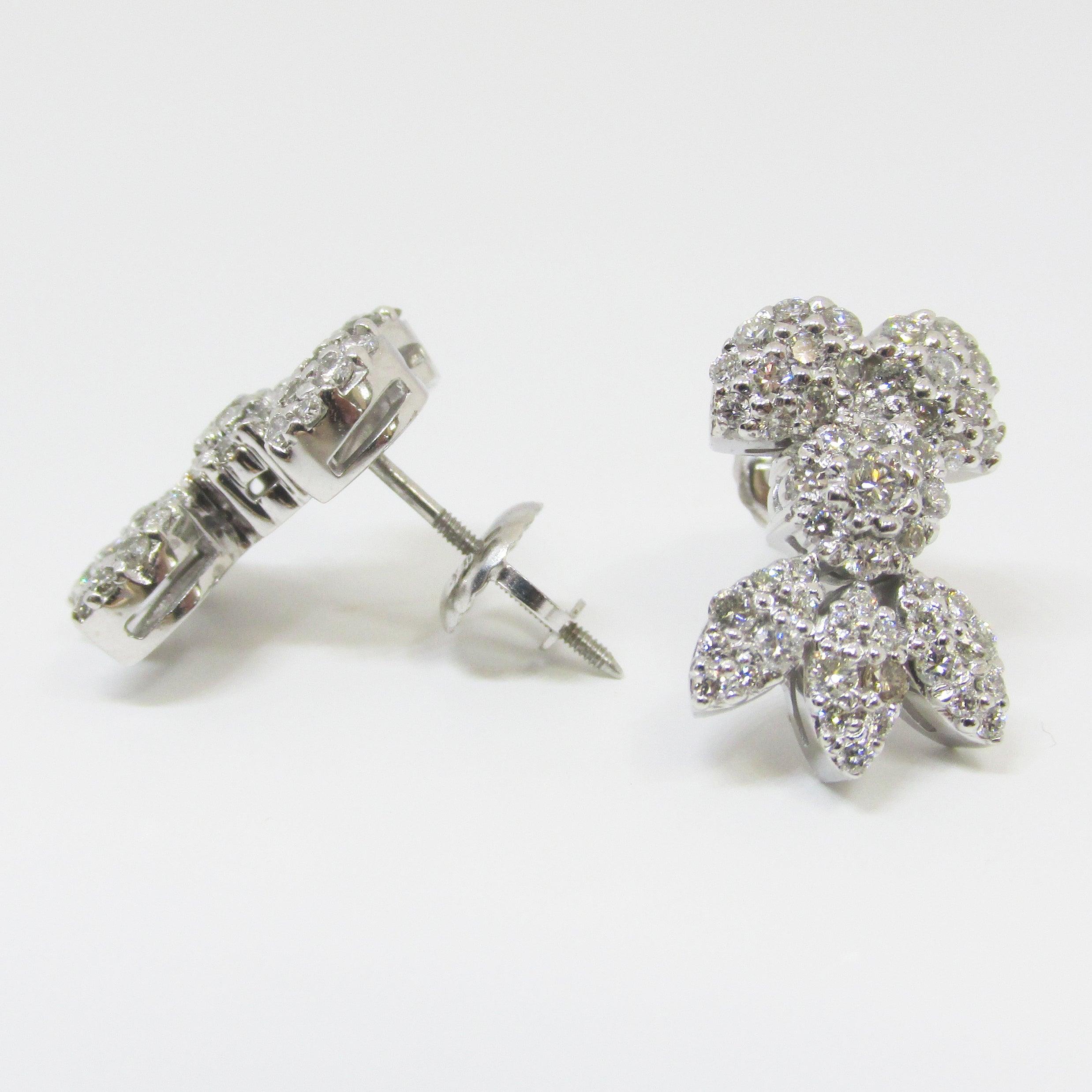 Snowflake Mini Diamond Earrings in White Gold - Thenetjeweler