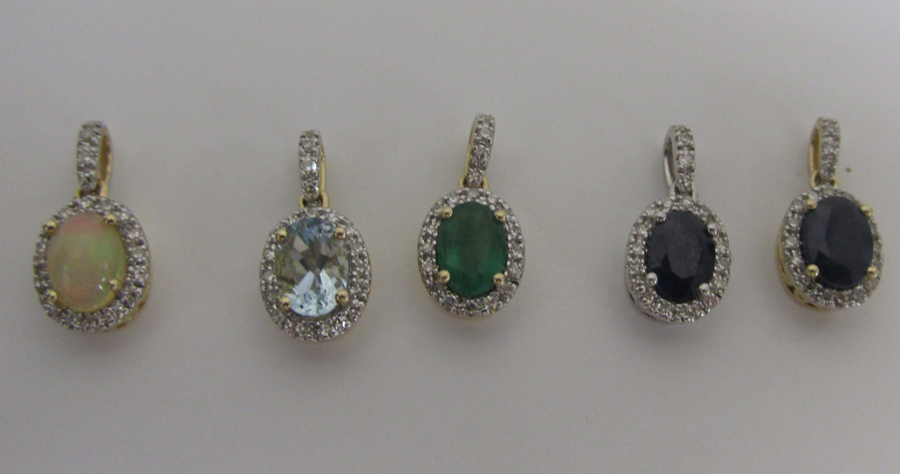Opal and Diamond Halo Pendant - Thenetjeweler
