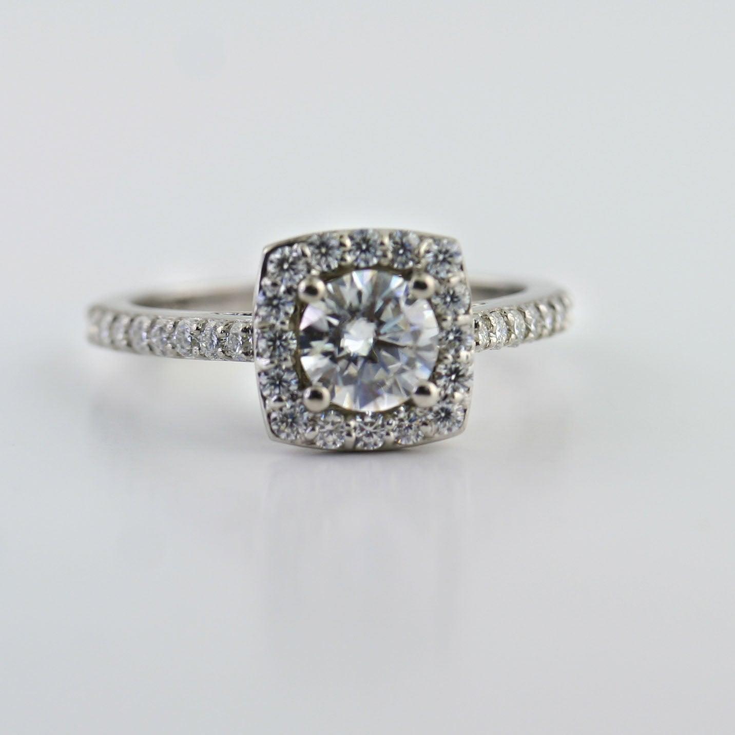 Cushion Cut Halo Moissanite Ring - Thenetjeweler