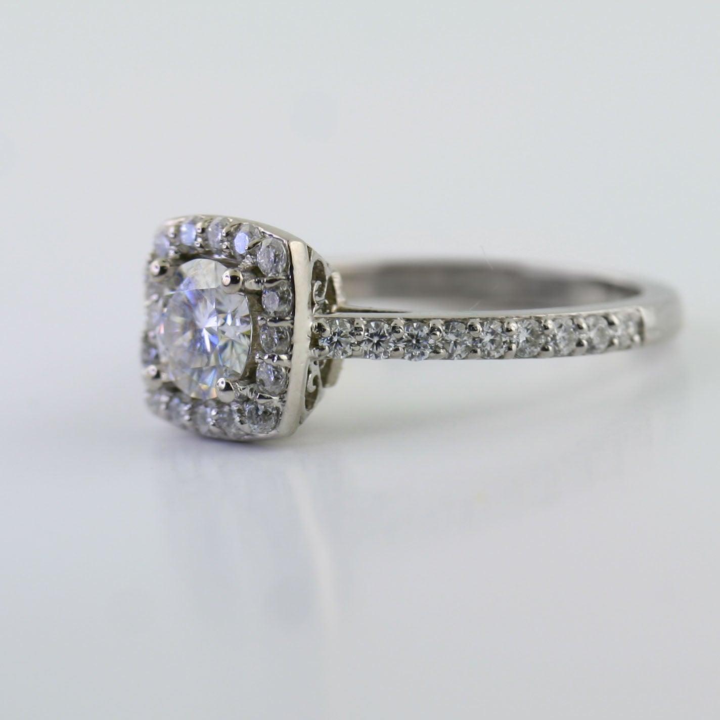 Cushion Cut Halo Moissanite Ring - Thenetjeweler
