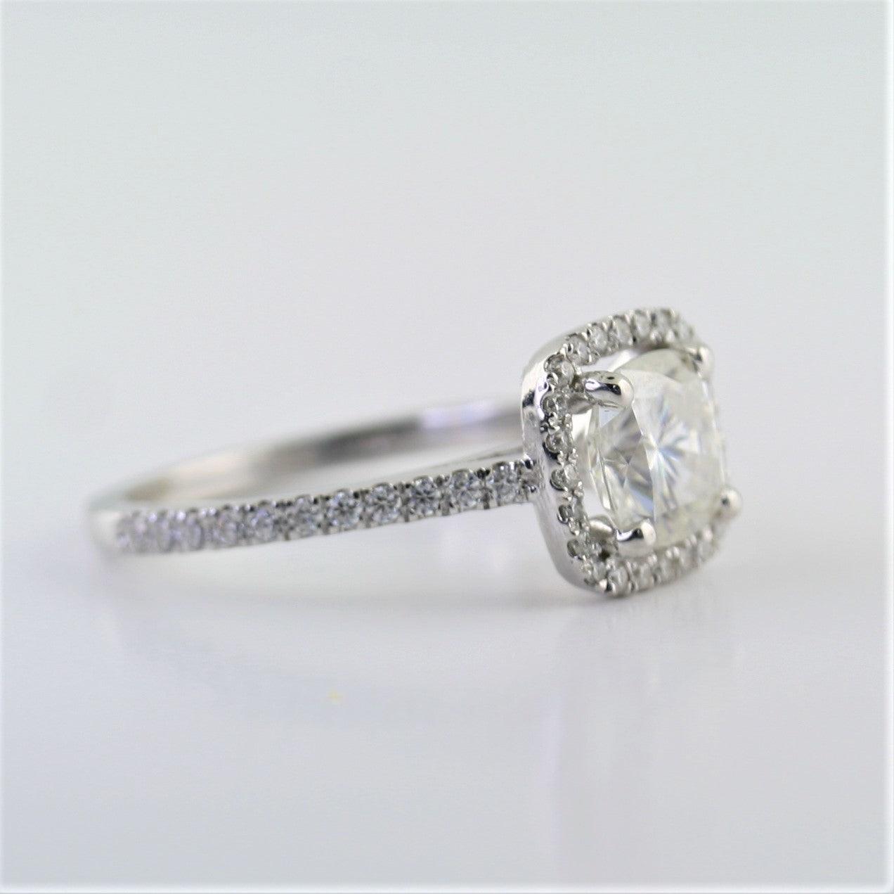 Cushion Cut Halo Moissanite Engagement Ring - Thenetjeweler