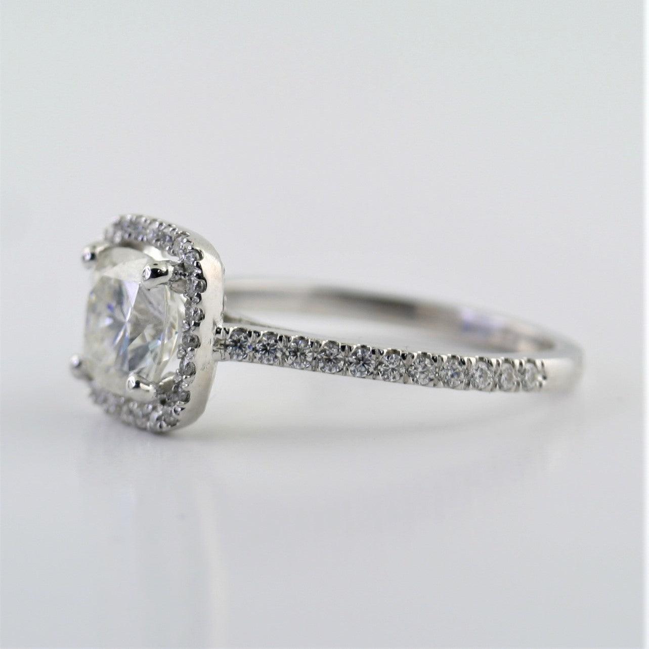 Cushion Cut Halo Moissanite Engagement Ring - Thenetjeweler