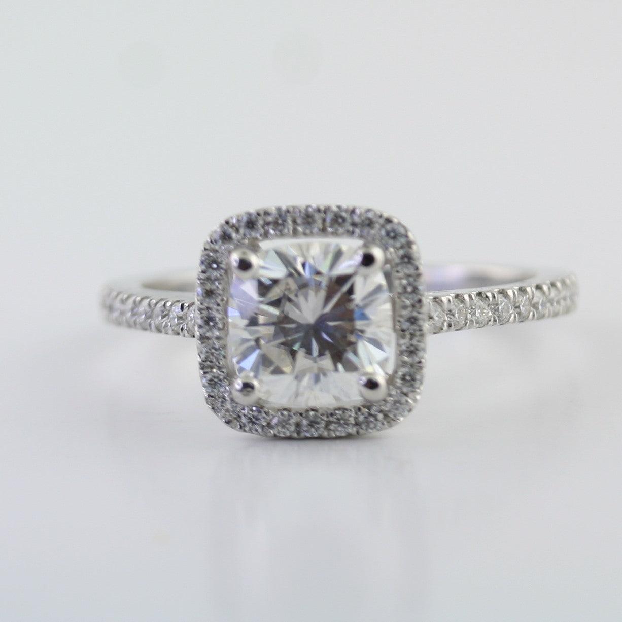Cushion Cut Halo Moissanite Engagement Ring - Thenetjeweler