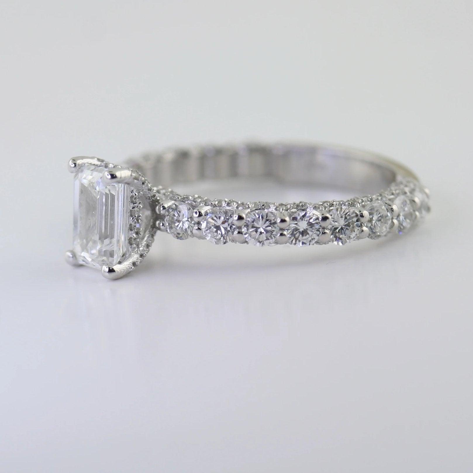 Chris & Nat Emerald Cut Diamond Engagement Ring - Thenetjeweler