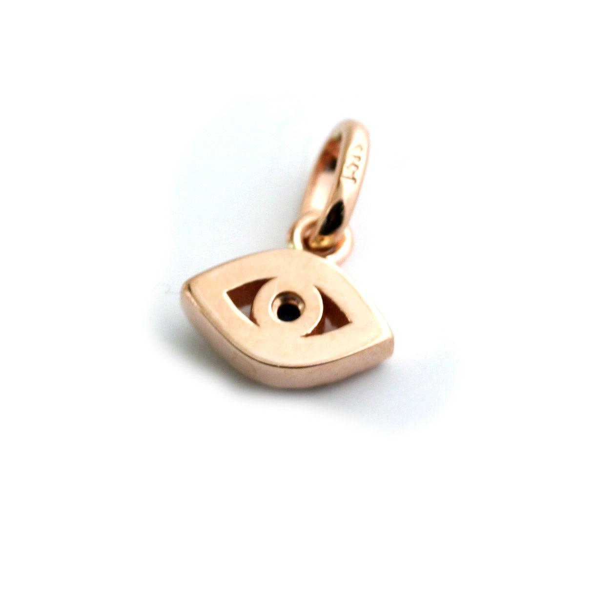 Diamond and Sapphire Evil Eye Pendant 14K Rose Gold - Thenetjeweler