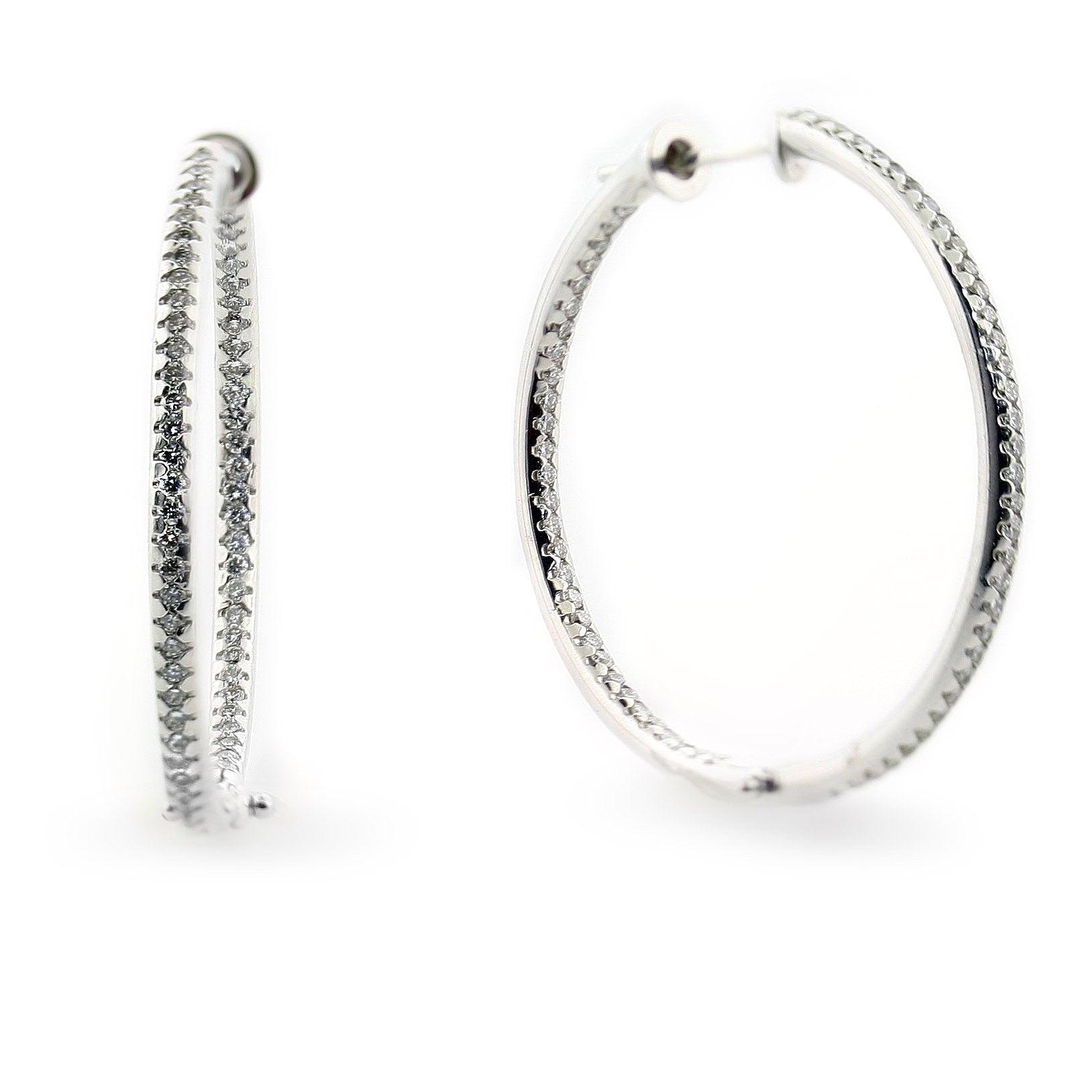 Diamond In and Out Hoop Earrings 0.75 ct.t.w - Thenetjeweler
