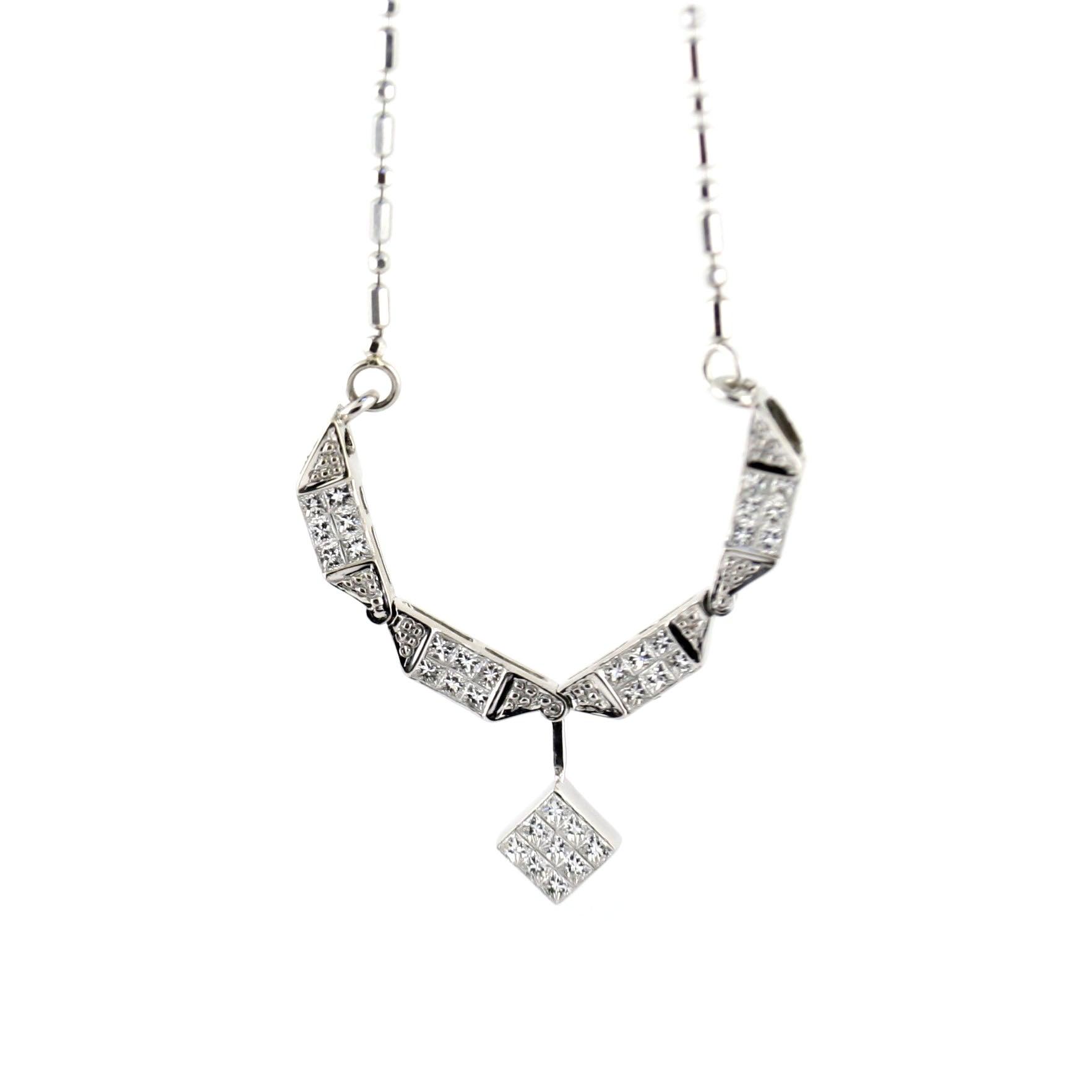 Convertible Pendant Necklace Magnetic 14k White Gold - Thenetjeweler