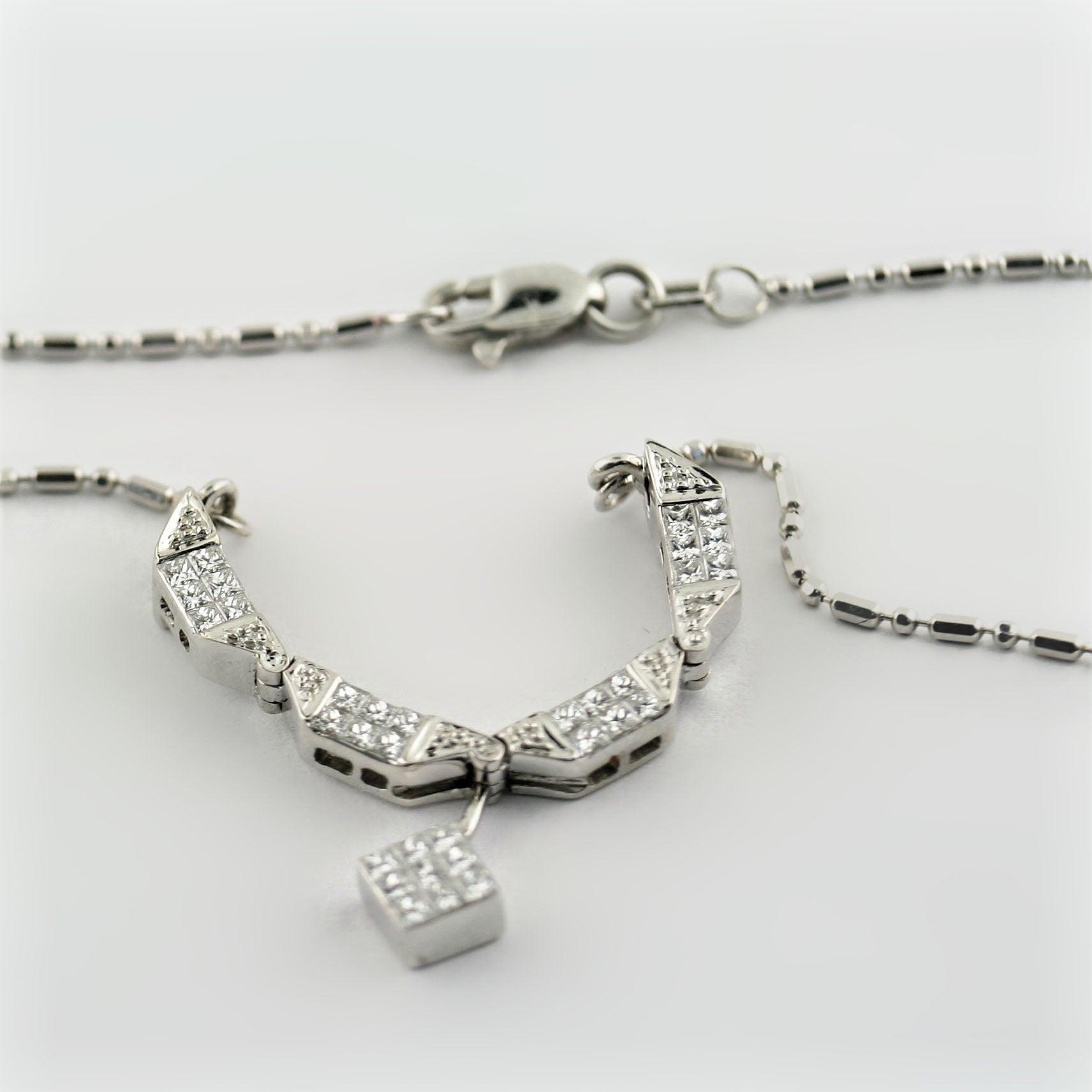 Convertible Pendant Necklace Magnetic 14k White Gold - Thenetjeweler